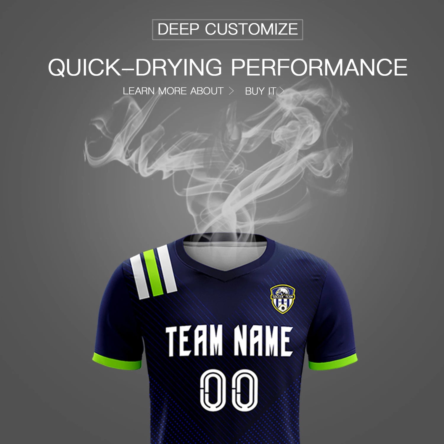 Custom Navy White Shoulder Stripes Sport Soccer Sets Jersey