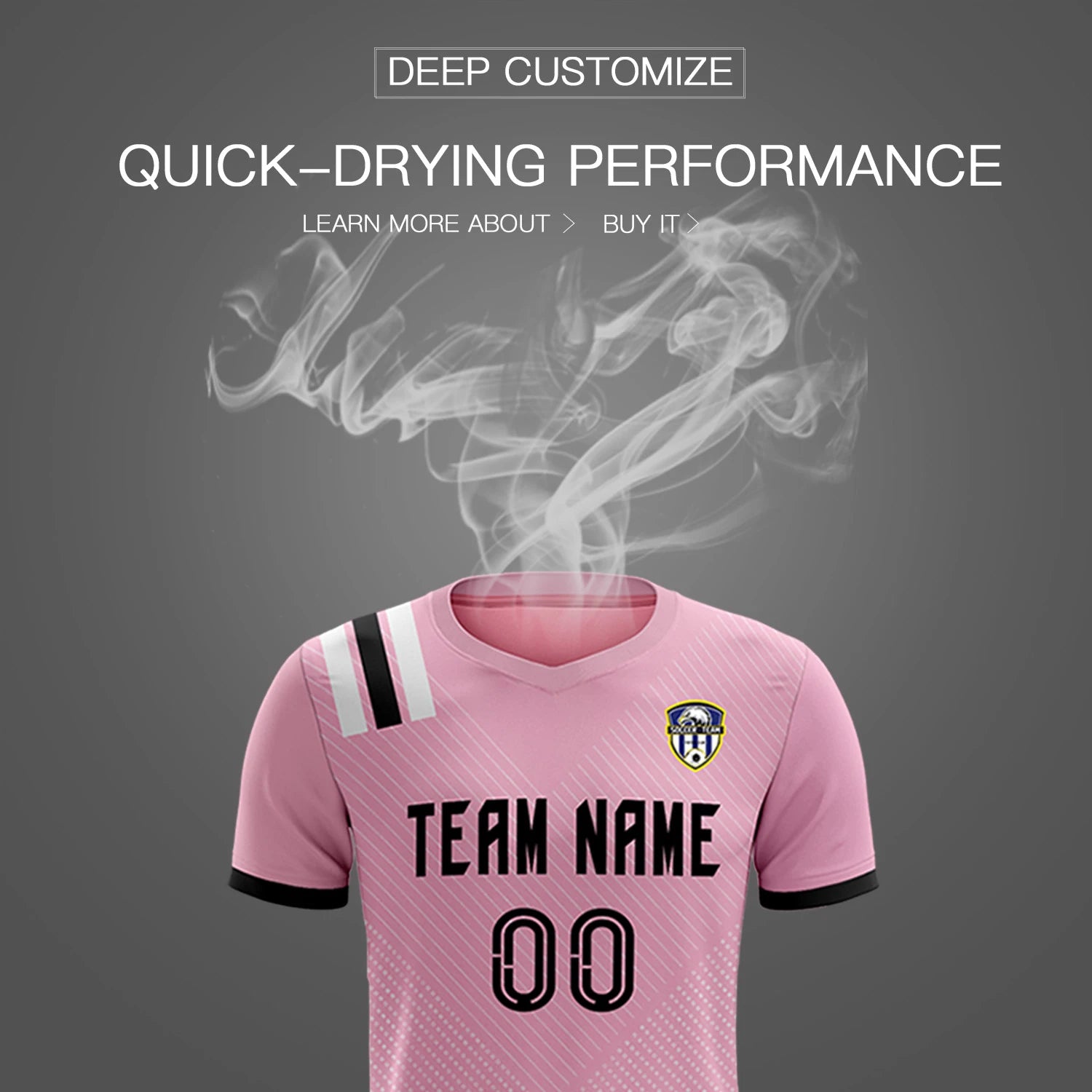 Custom Light Pink Black Shoulder Stripes Sport Soccer Sets Jersey