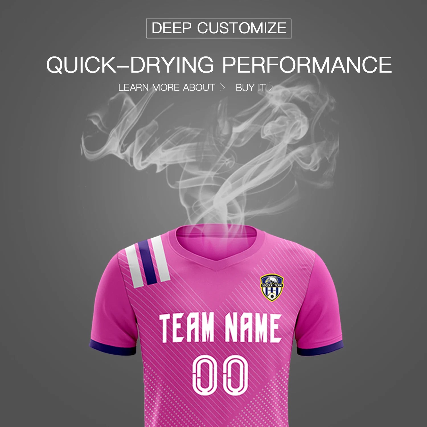 Custom Pink Purple Shoulder Stripes Sport Soccer Sets Jersey