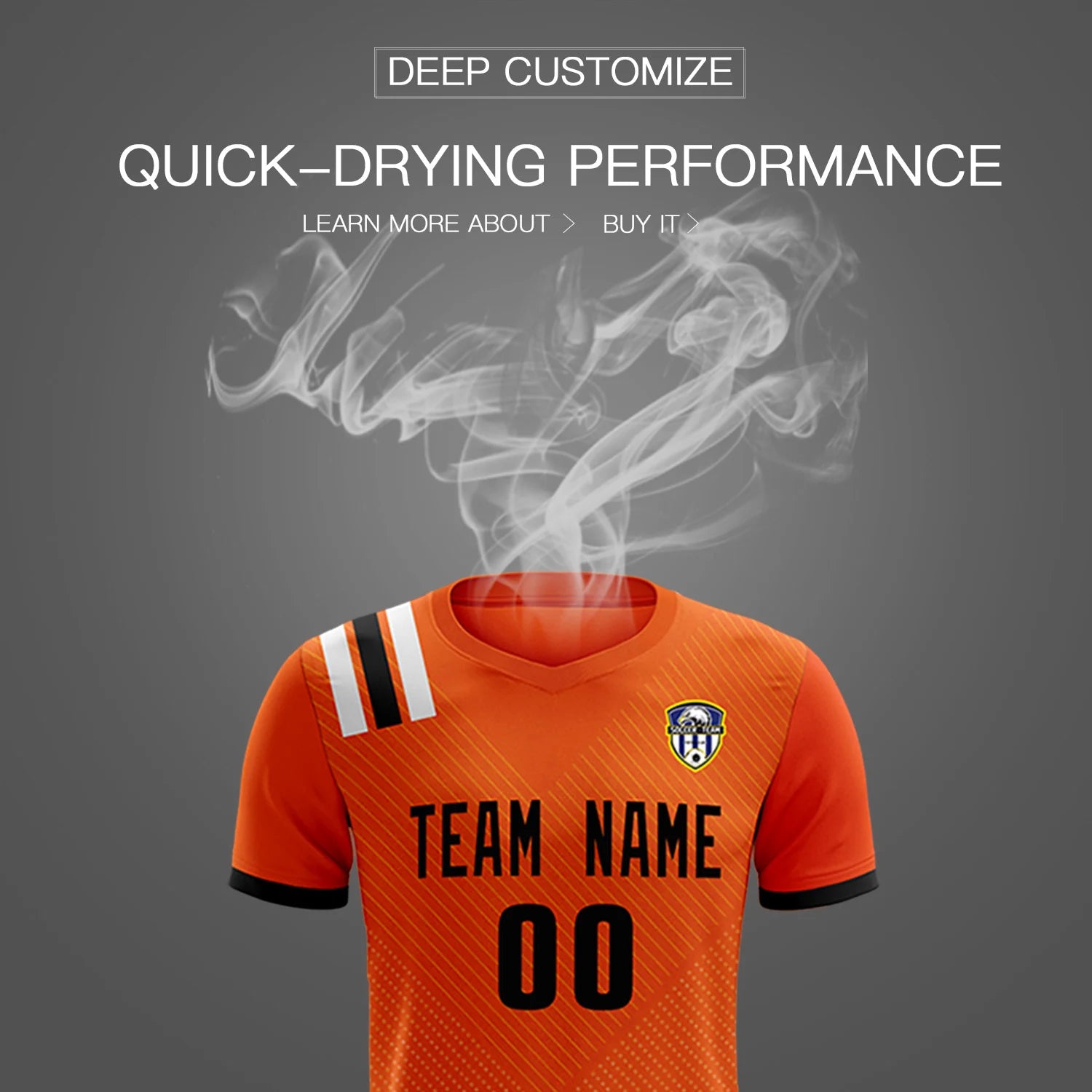 Custom Orange Black Shoulder Stripes Sport Soccer Sets Jersey