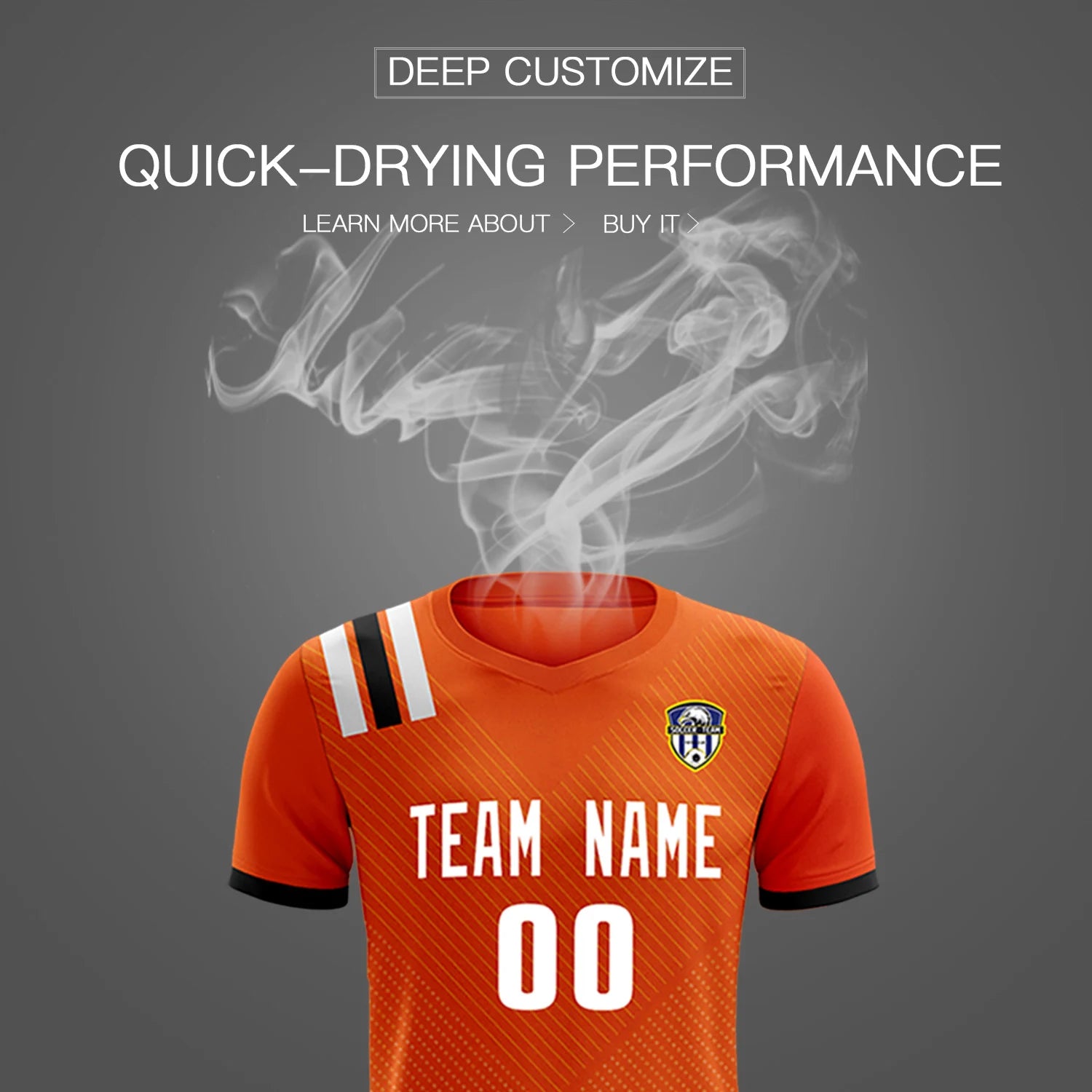 Custom Orange Black Shoulder Stripes Sport Soccer Sets Jersey