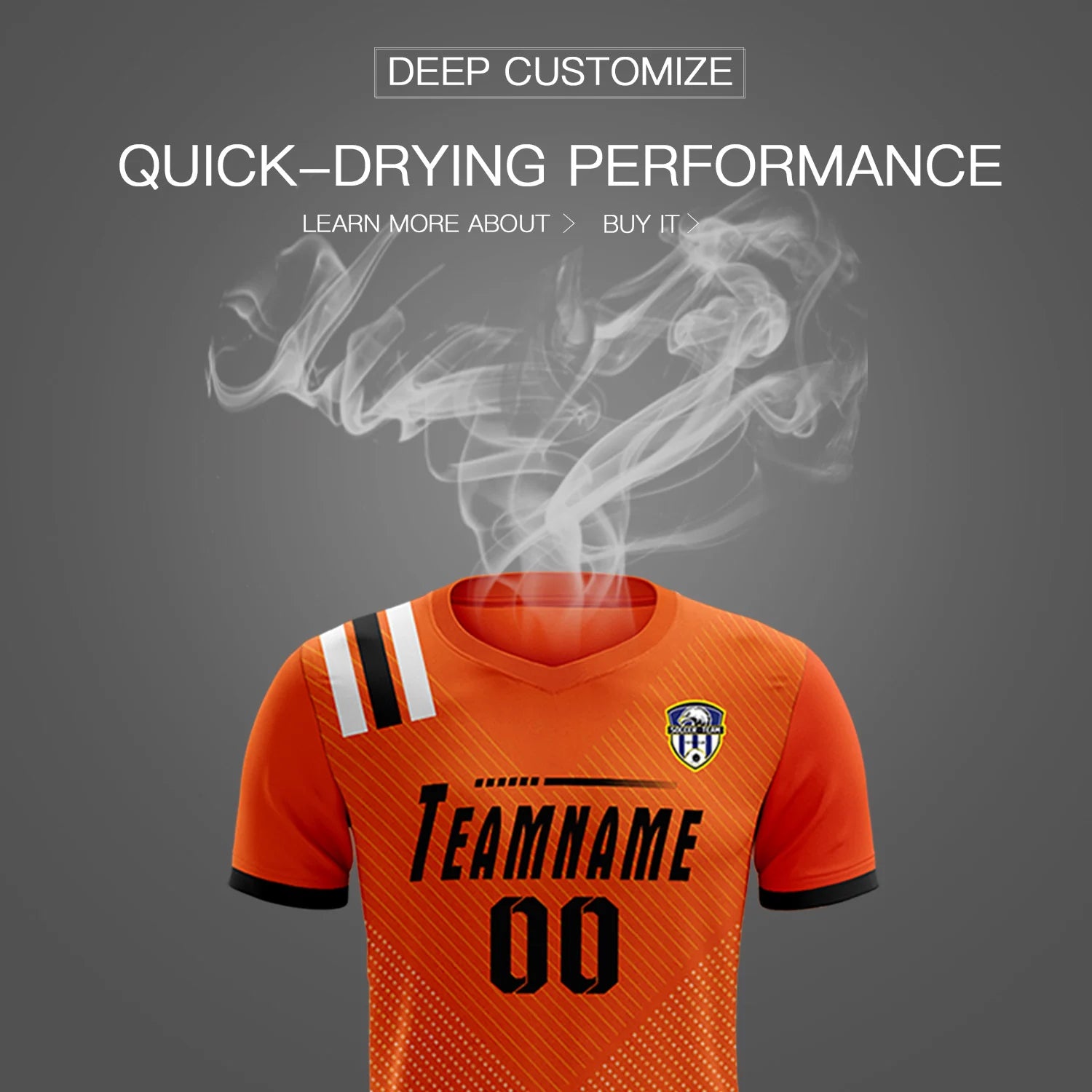 Custom Orange Black Shoulder Stripes Sport Soccer Sets Jersey