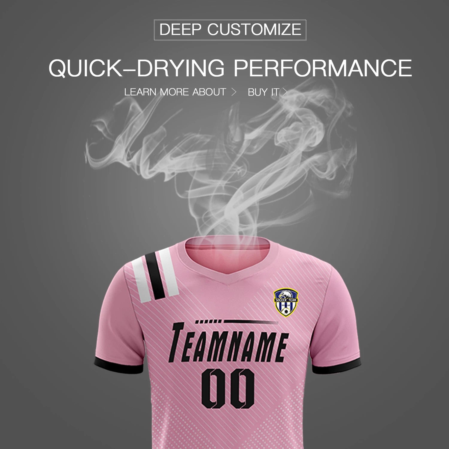Custom Light Pink Black Shoulder Stripes Sport Soccer Sets Jersey