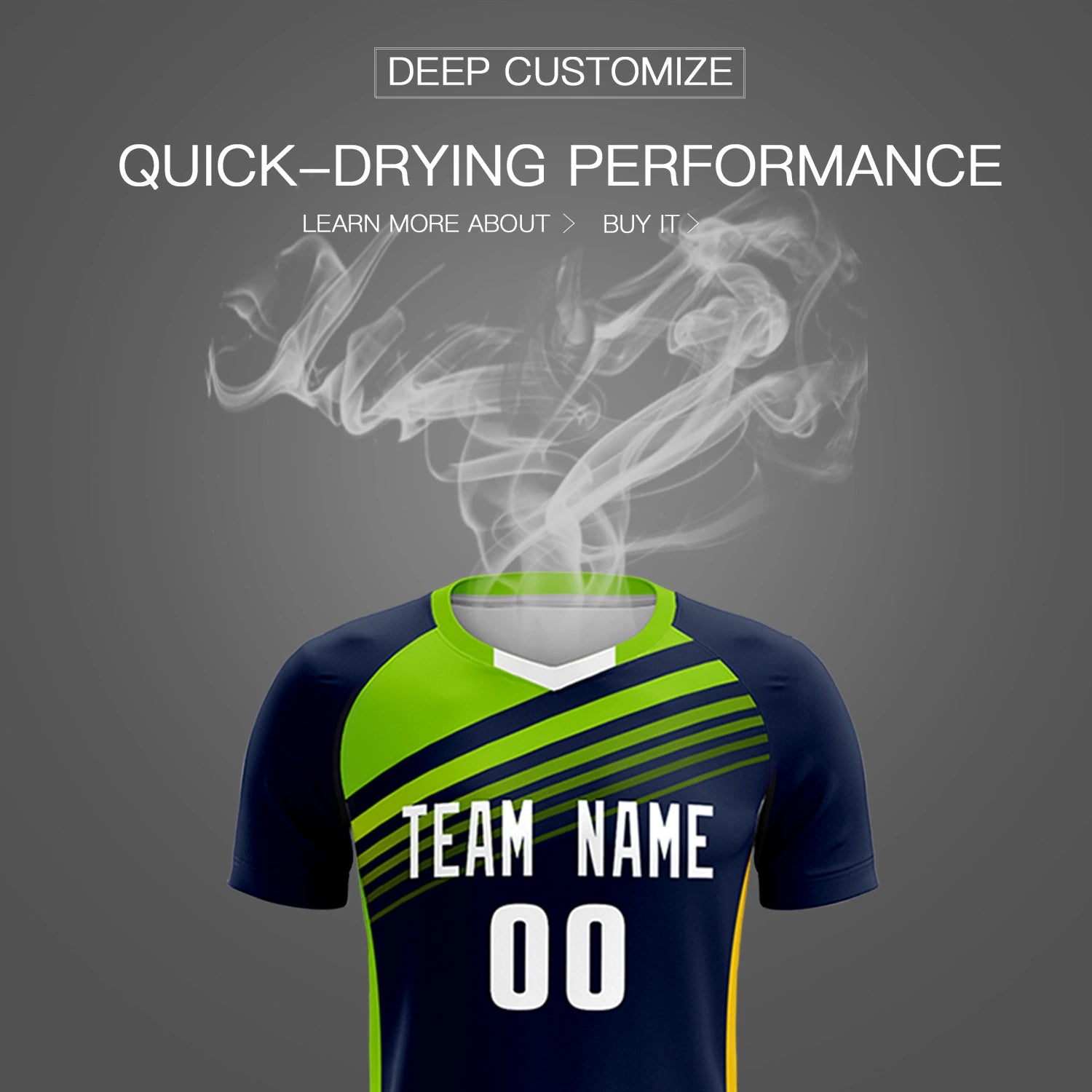 Custom Navy Neon Green-White Gradient Sport Soccer Sets Jersey