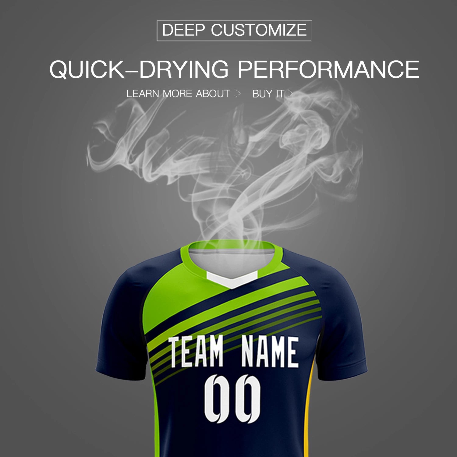 Custom Navy Neon Green-White Gradient Sport Soccer Sets Jersey