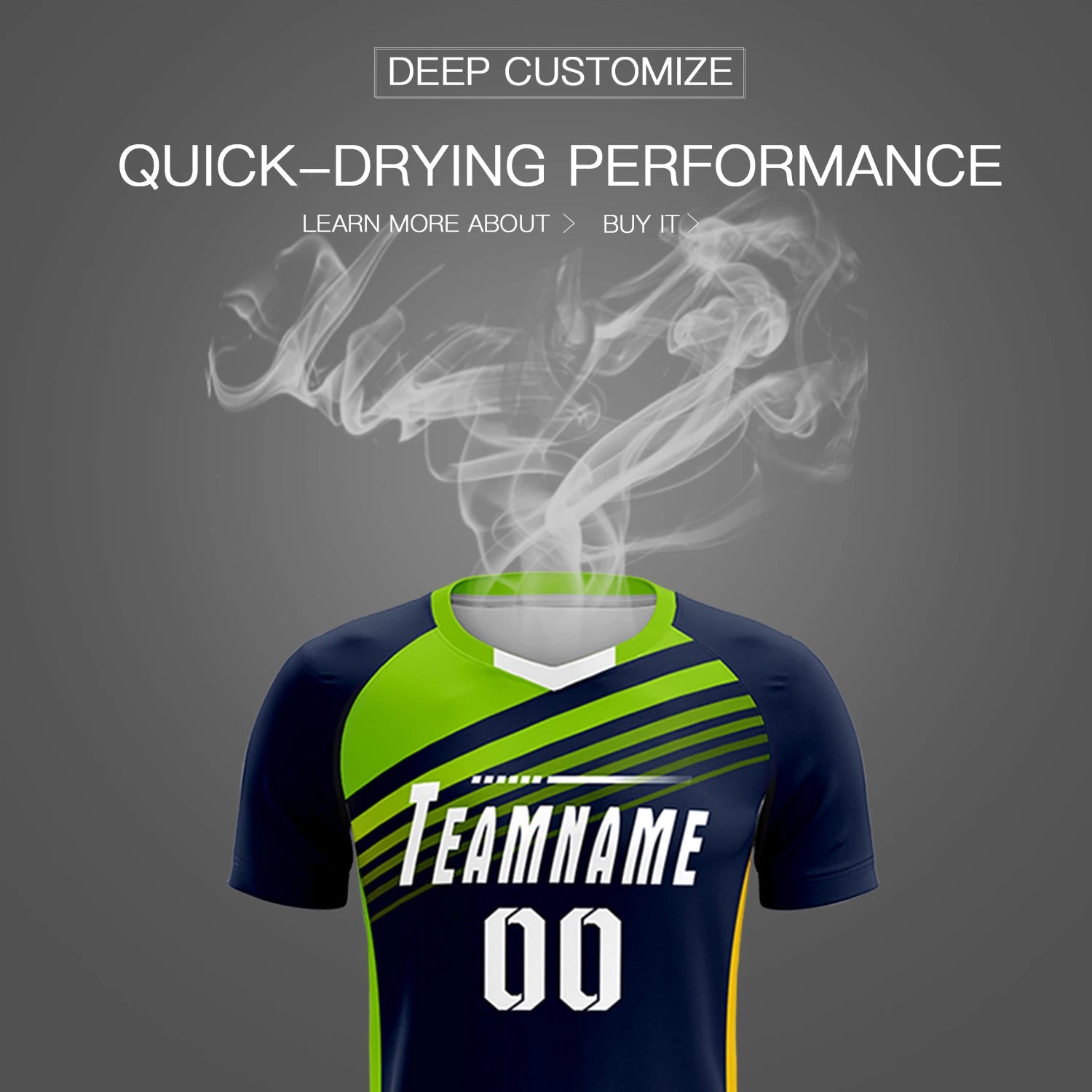 Custom Navy Neon Green-White Gradient Sport Soccer Sets Jersey