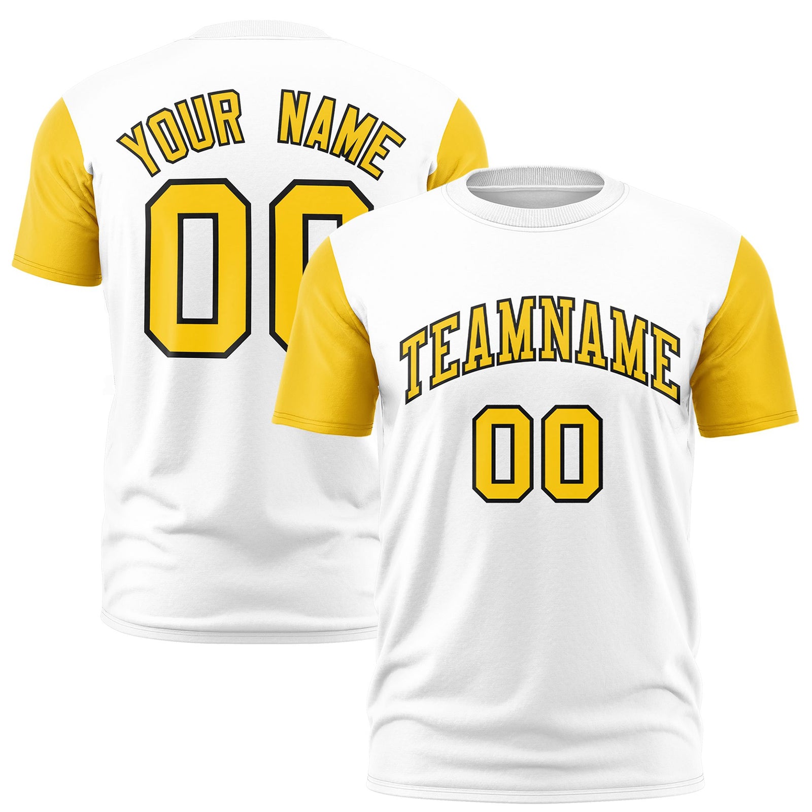 Custom White Gold01 Black Crew Neck Personalized Raglan Sleeve Performance T-shirt