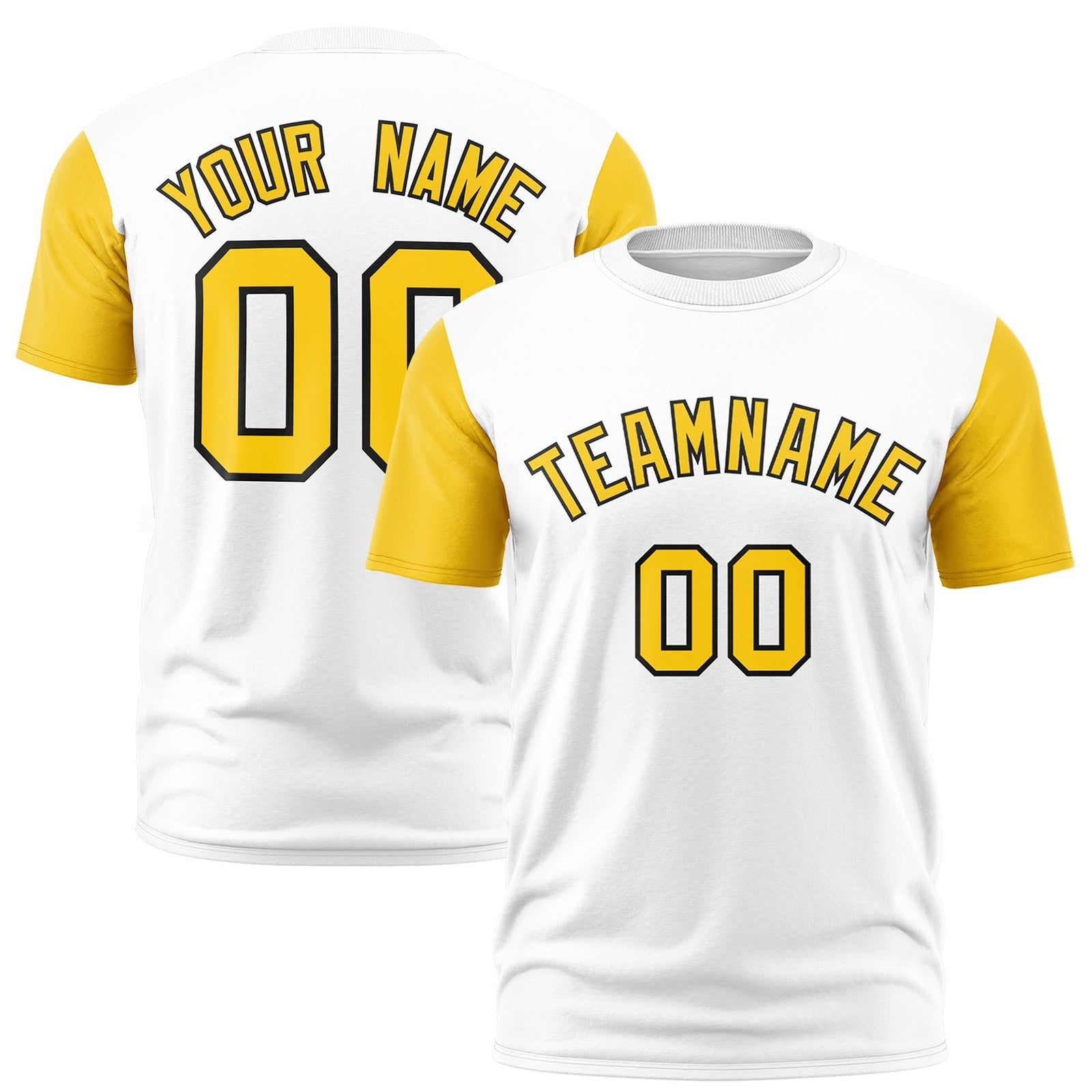 Custom White Gold01 Black Crew Neck Personalized Raglan Sleeve Performance T-shirt