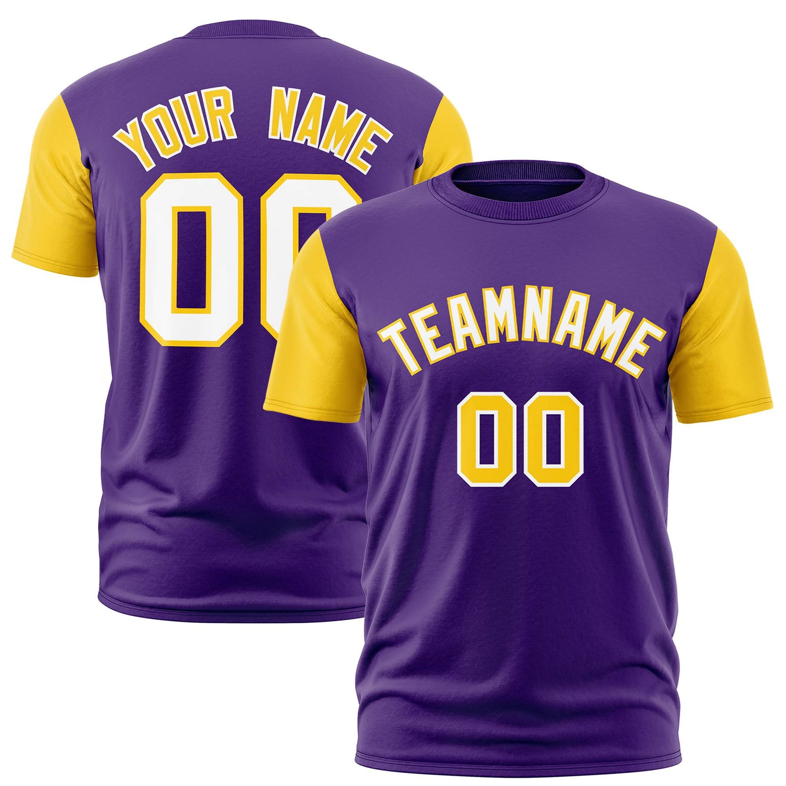 Custom Purple Gold01 White White Crew Neck Personalized Raglan Sleeve Performance T-shirt