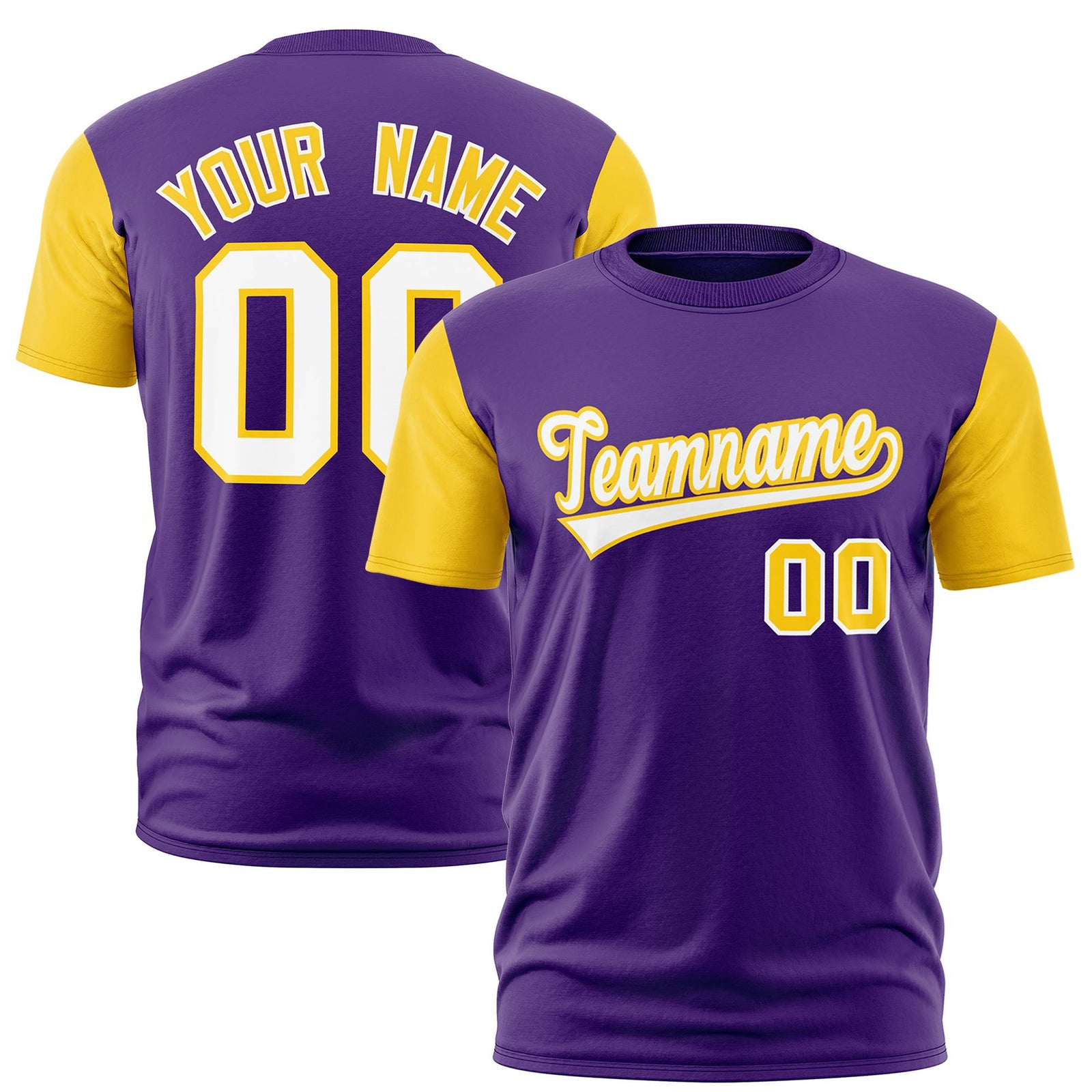 Custom Purple Gold01 White White Crew Neck Personalized Raglan Sleeve Performance T-shirt