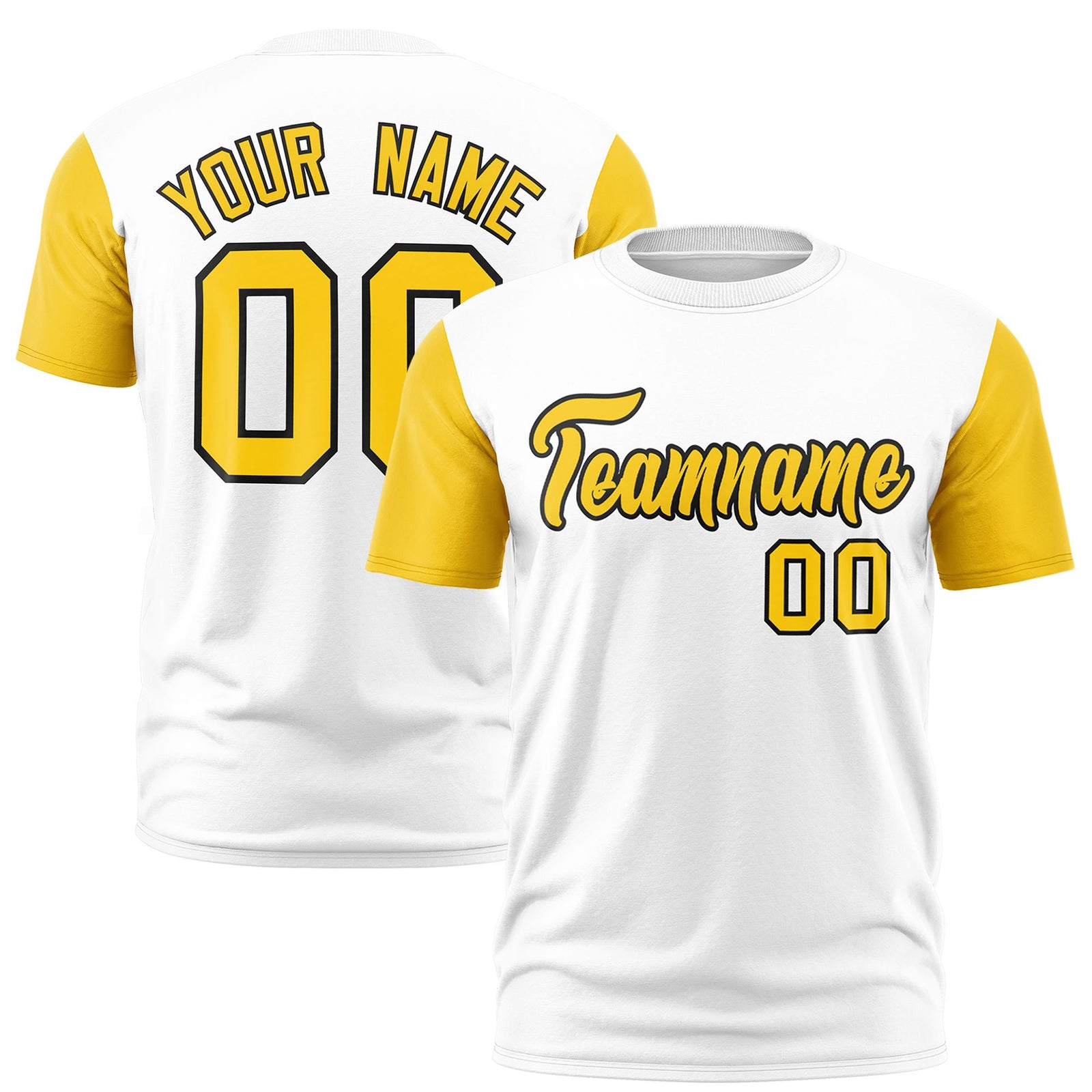 Custom White Gold01 Black Crew Neck Personalized Raglan Sleeve Performance T-shirt