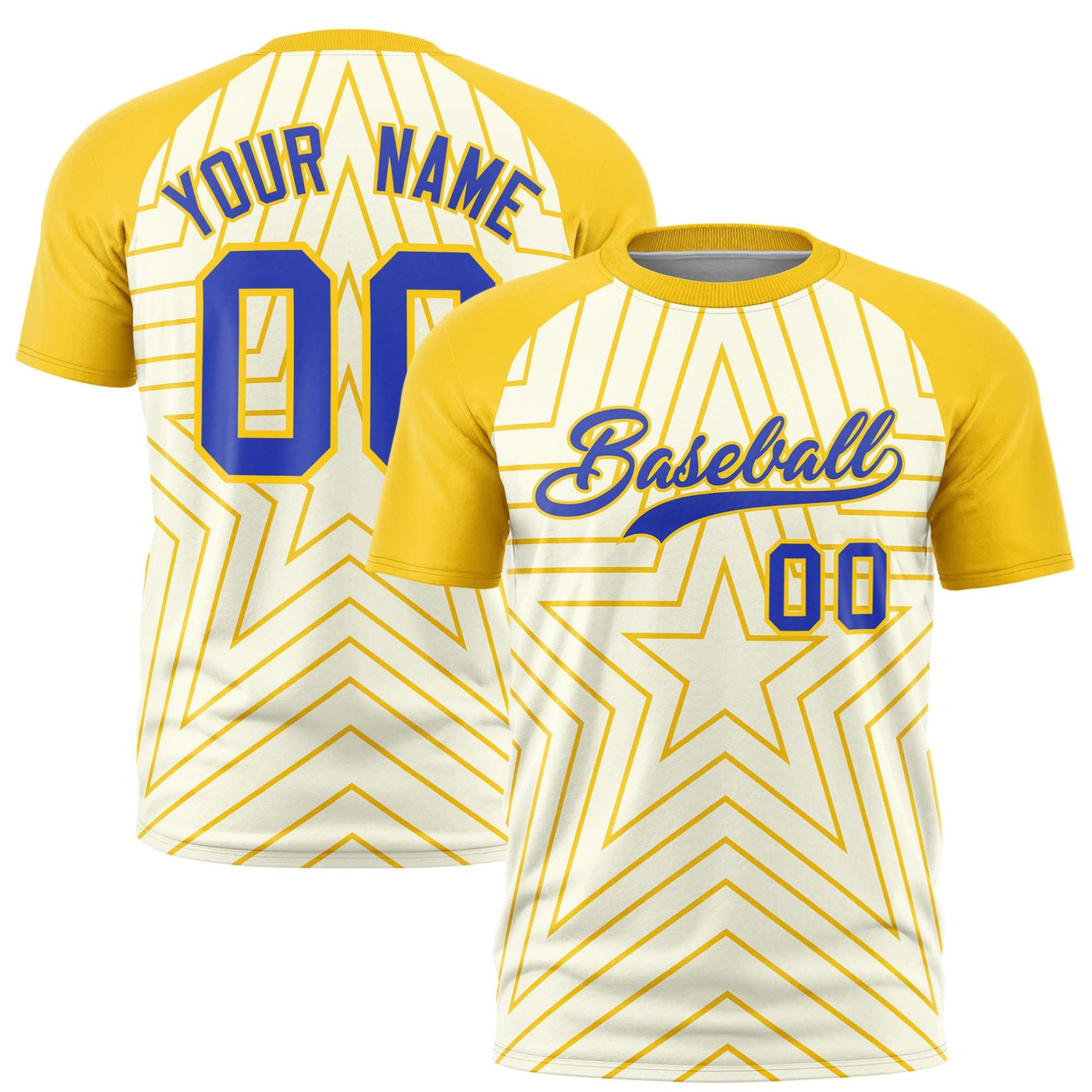 Custom Khaki Gold Personalized Star Pattern Raglan Sleeves Performance T-Shirt