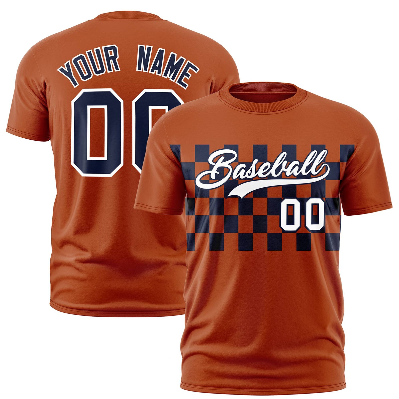 Custom Munsell Navy Crew neck Plaid Pattern Personalized Performance T-Shirt