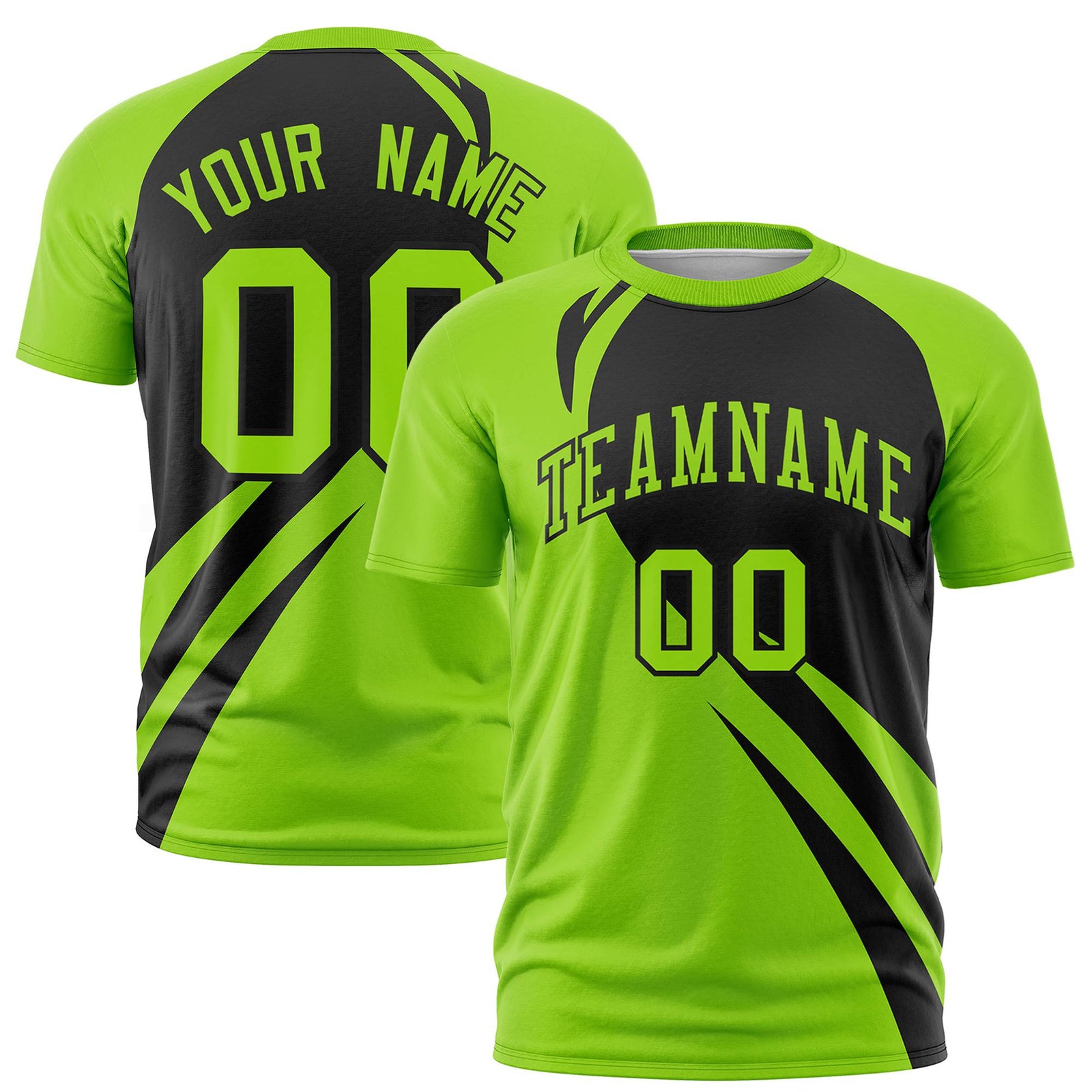 Custom Black-Neon Green Personalized Slanting Lump Pattern Performance T-Shirt