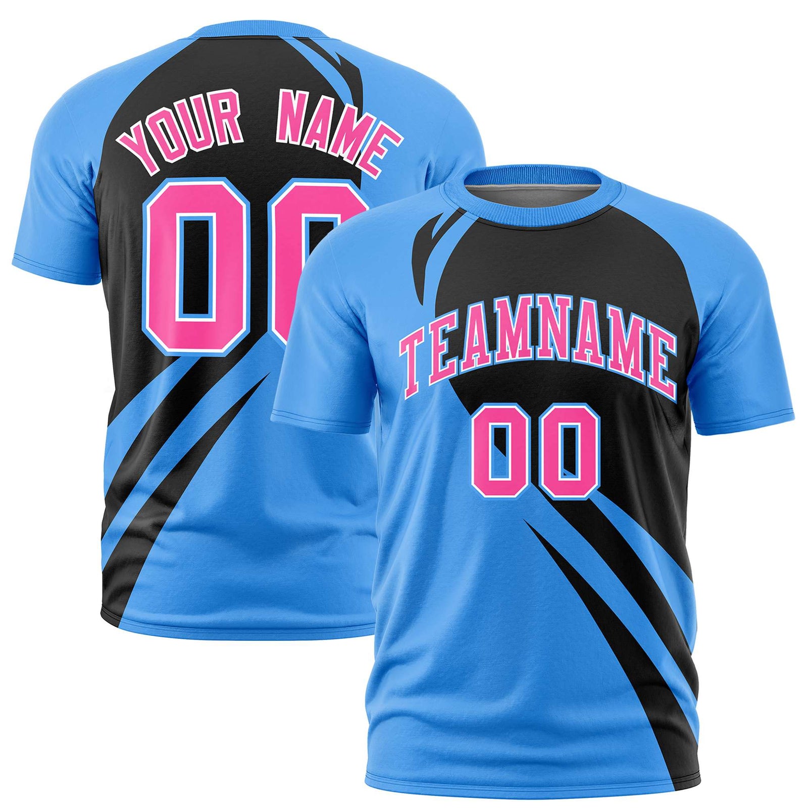 Custom Black-Powder Blue Personalized Slanting Lump Pattern Performance T-Shirt