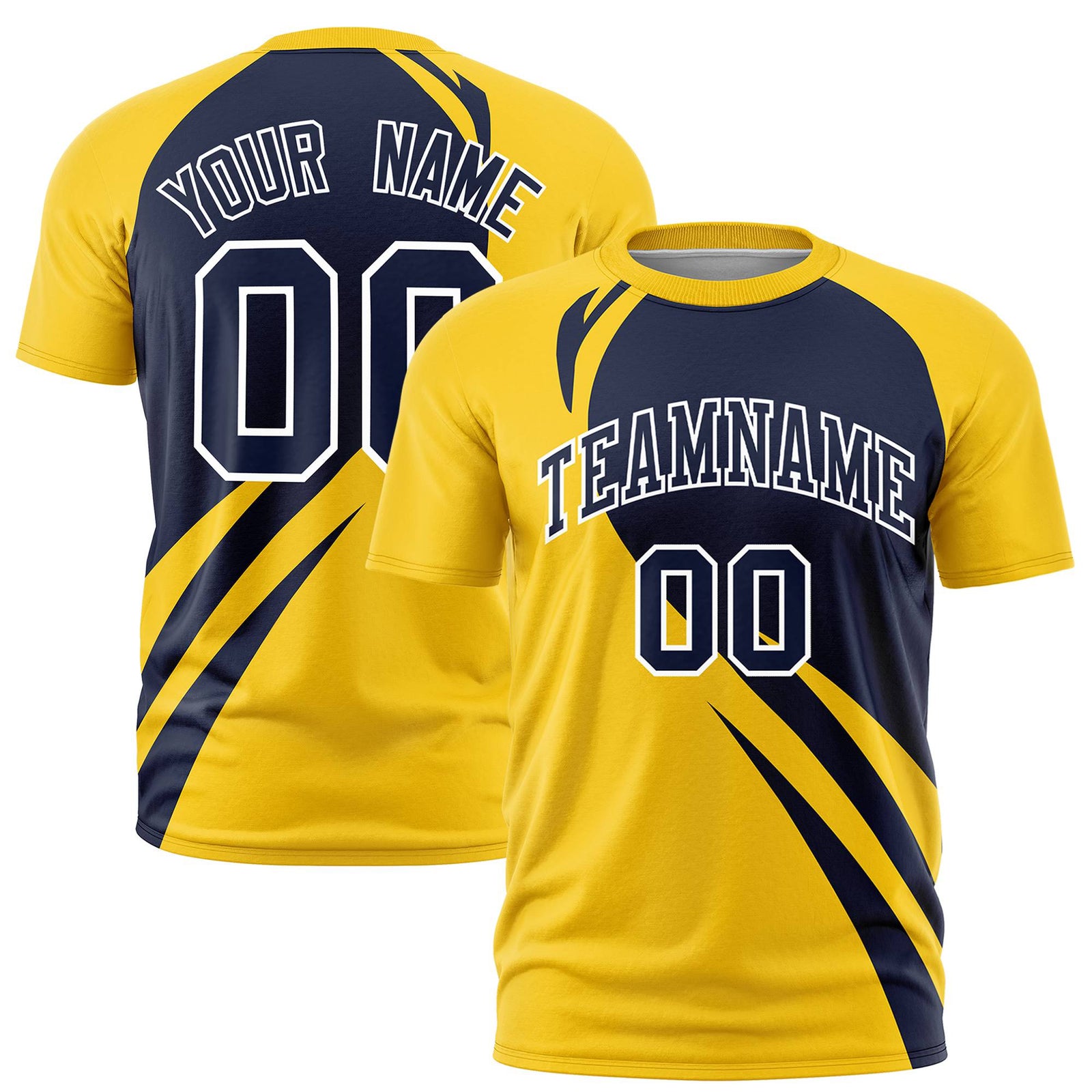 Custom Navy-Gold 01 Personalized Slanting Lump Pattern Performance T-Shirt