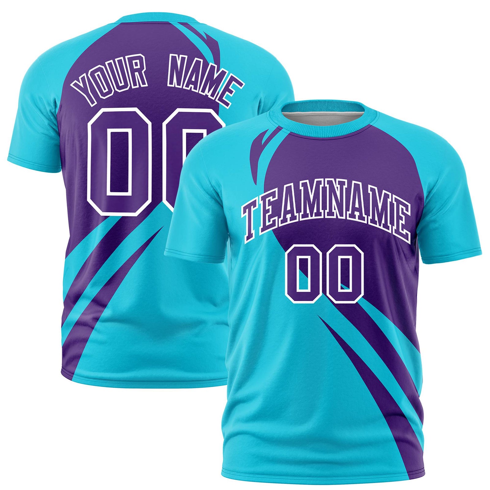 Custom Purple-Sky Blue Personalized Slanting Lump Pattern Performance T-Shirt