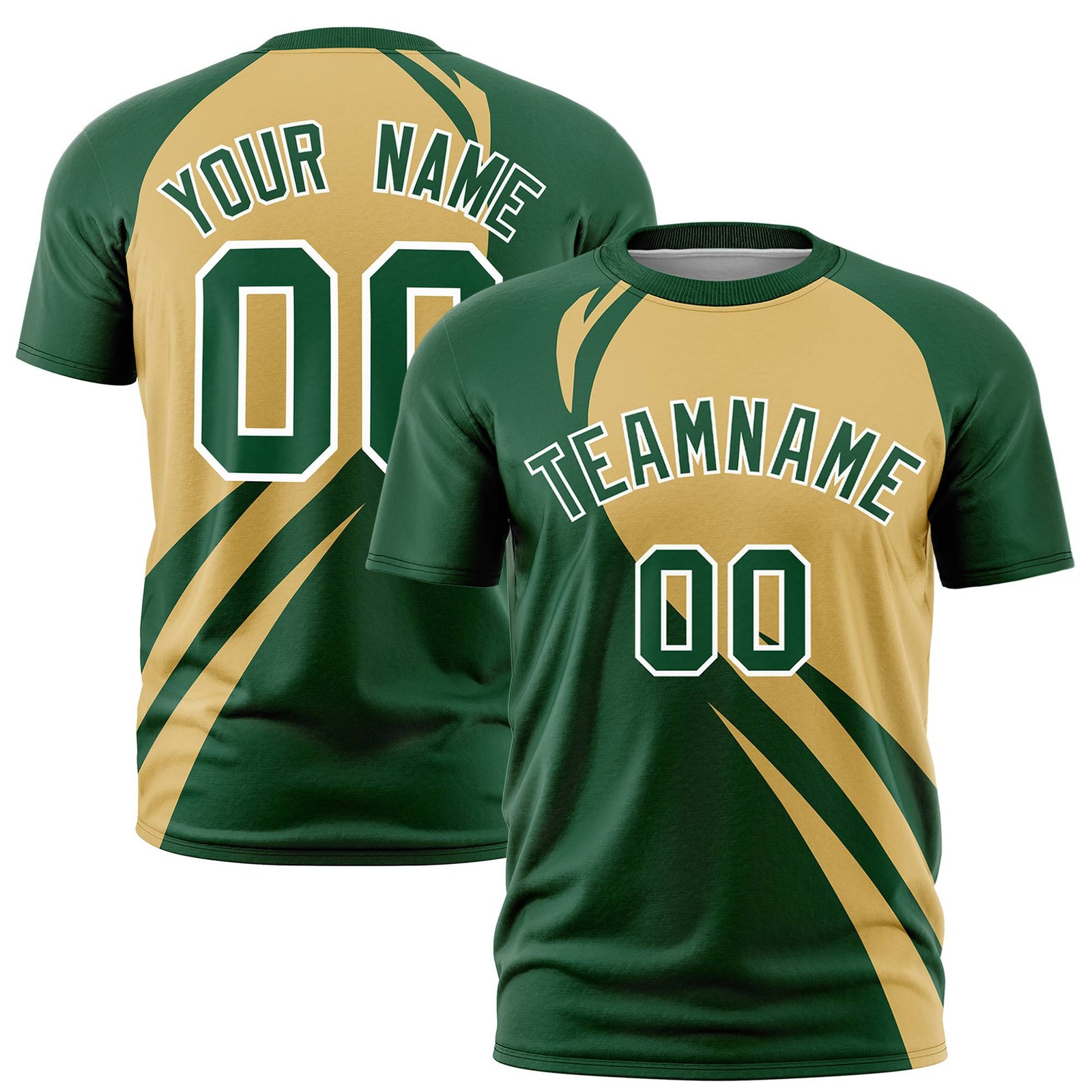 Custom Old Gold-Green Personalized Slanting Lump Pattern Performance T-Shirt
