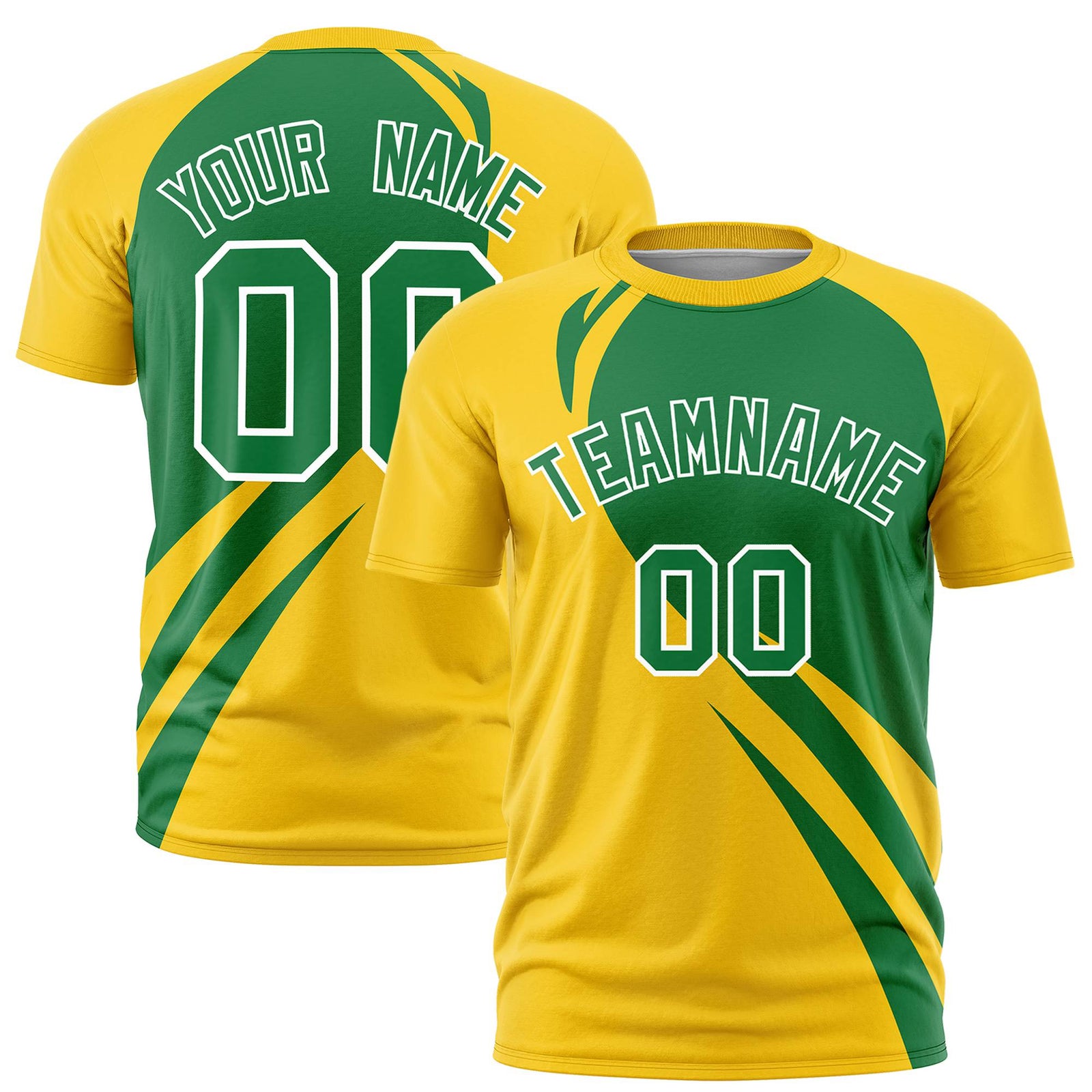 Custom Kelly Green-Gold 01 Personalized Slanting Lump Pattern Performance T-Shirt