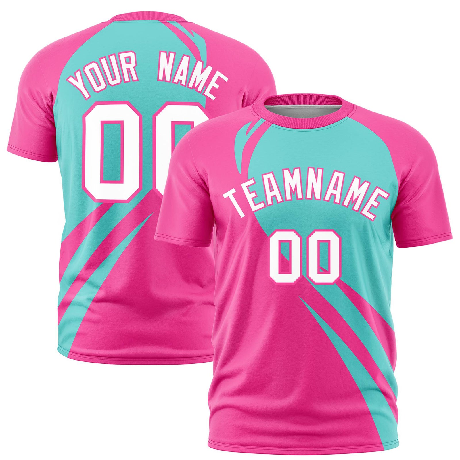 Custom Bright Green-Pink Personalized Slanting Lump Pattern Performance T-Shirt