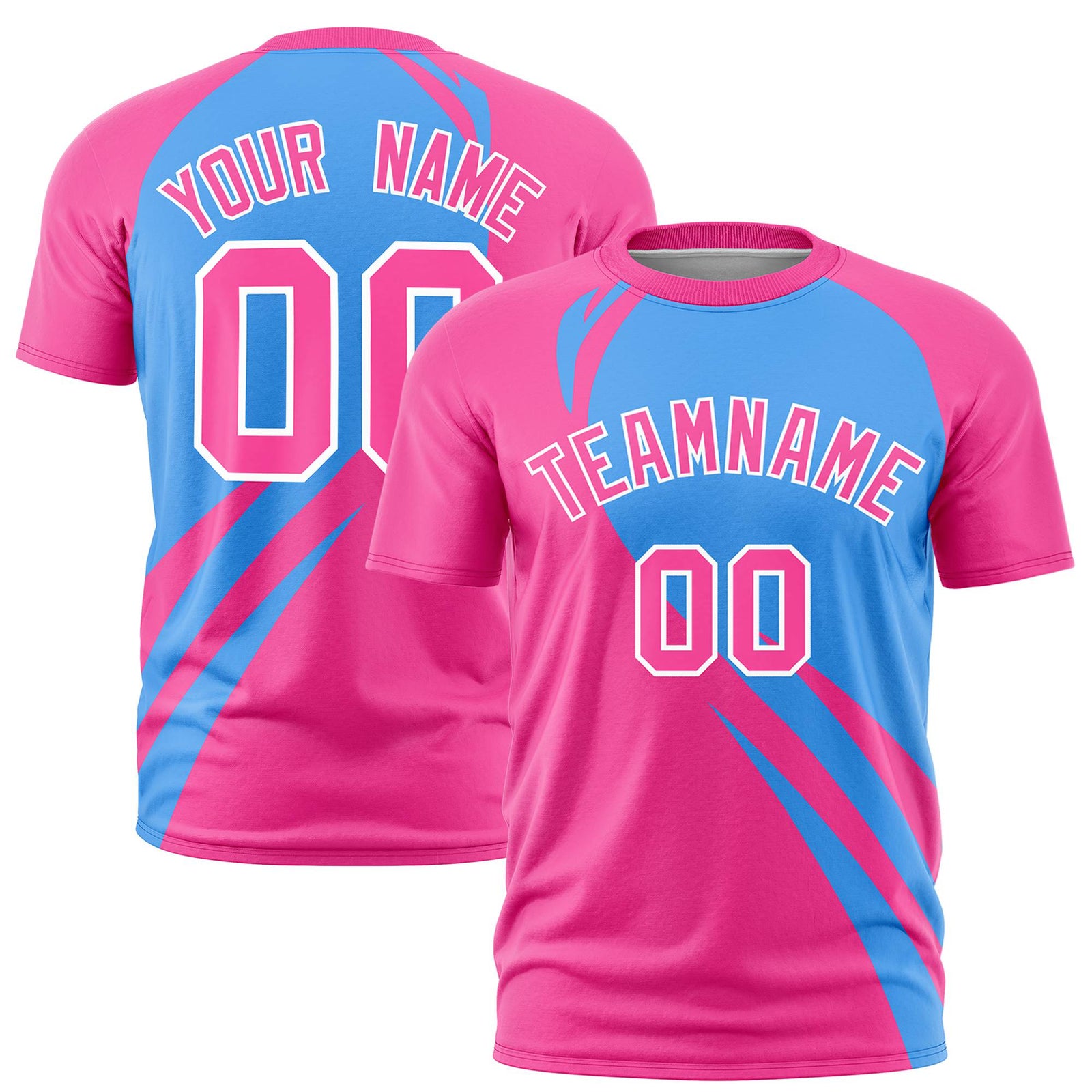 Custom Powder Blue-Pink Personalized Slanting Lump Pattern Performance T-Shirt