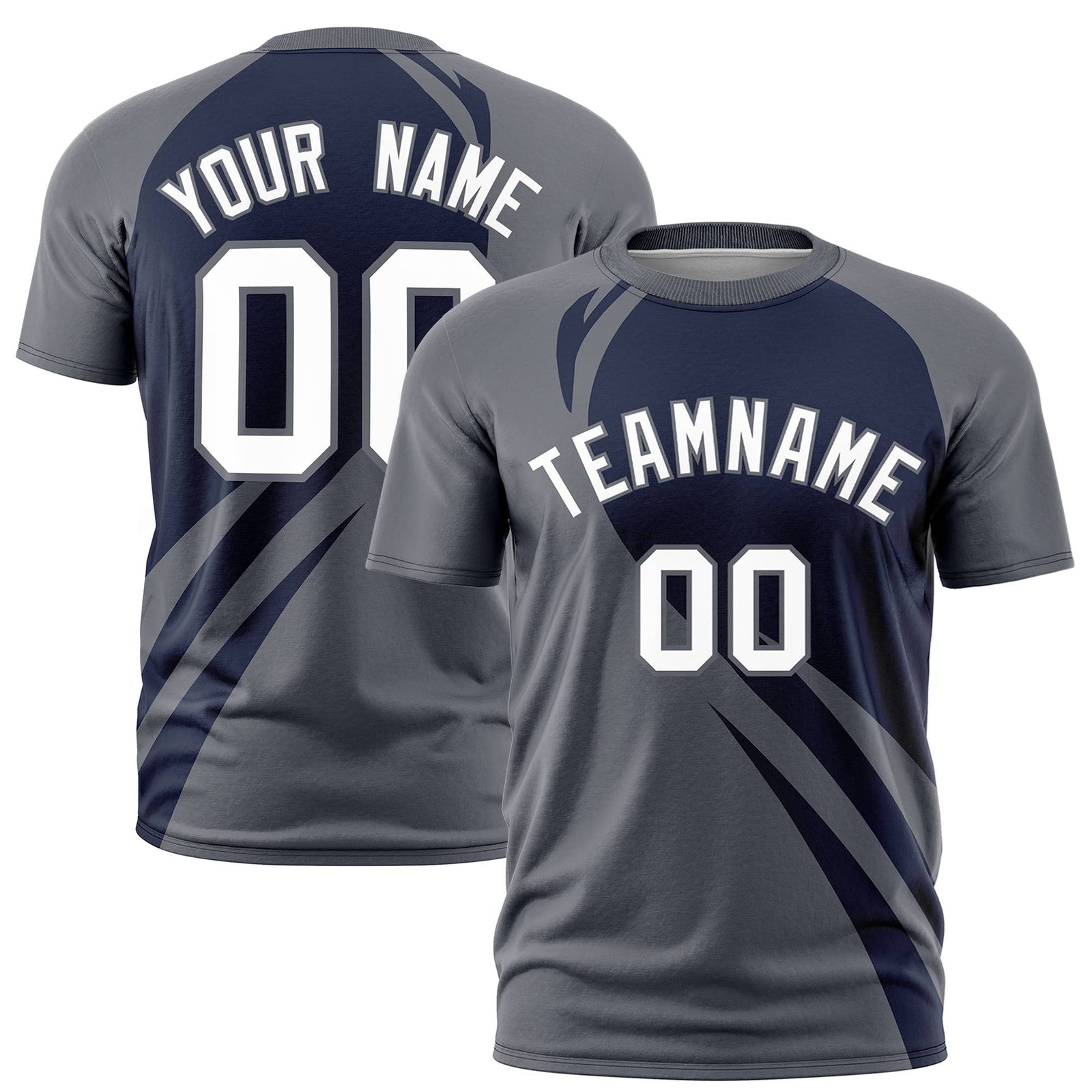 Custom Navy-Dark Gray Personalized Slanting Lump Pattern Performance T-Shirt