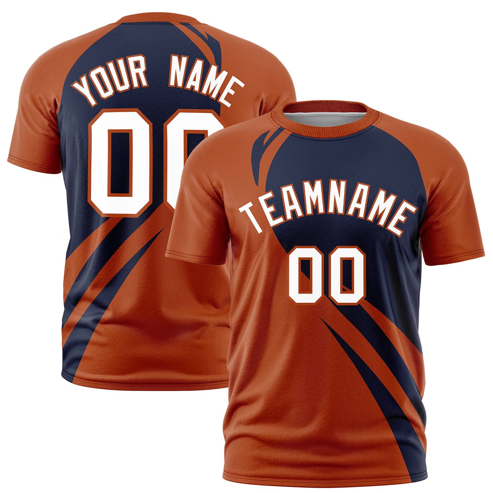 Custom Navy-Texas Orange Personalized Slanting Lump Pattern Performance T-Shirt
