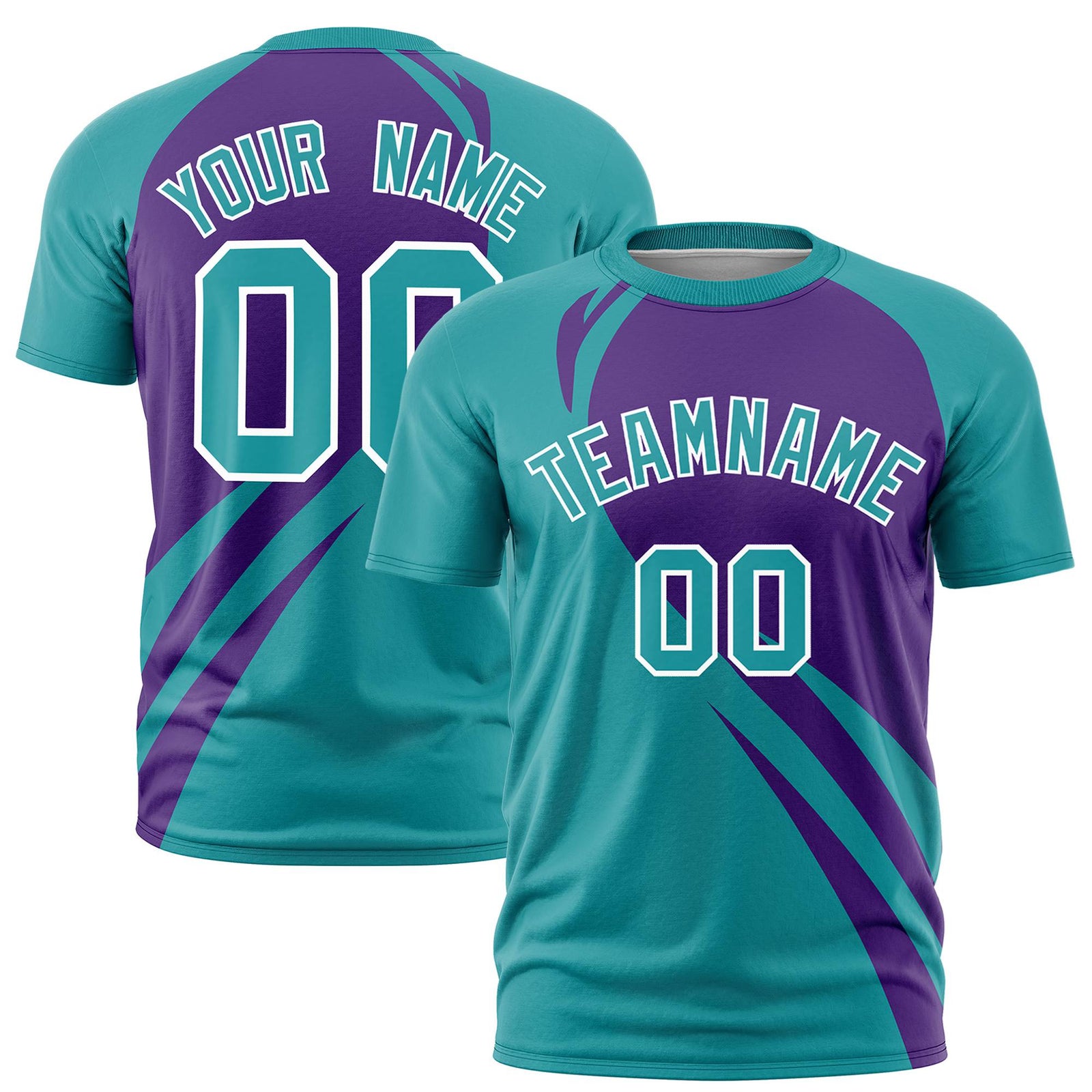 Custom Purple Aqua Personalized Slanting Lump Pattern Performance T-Shirt