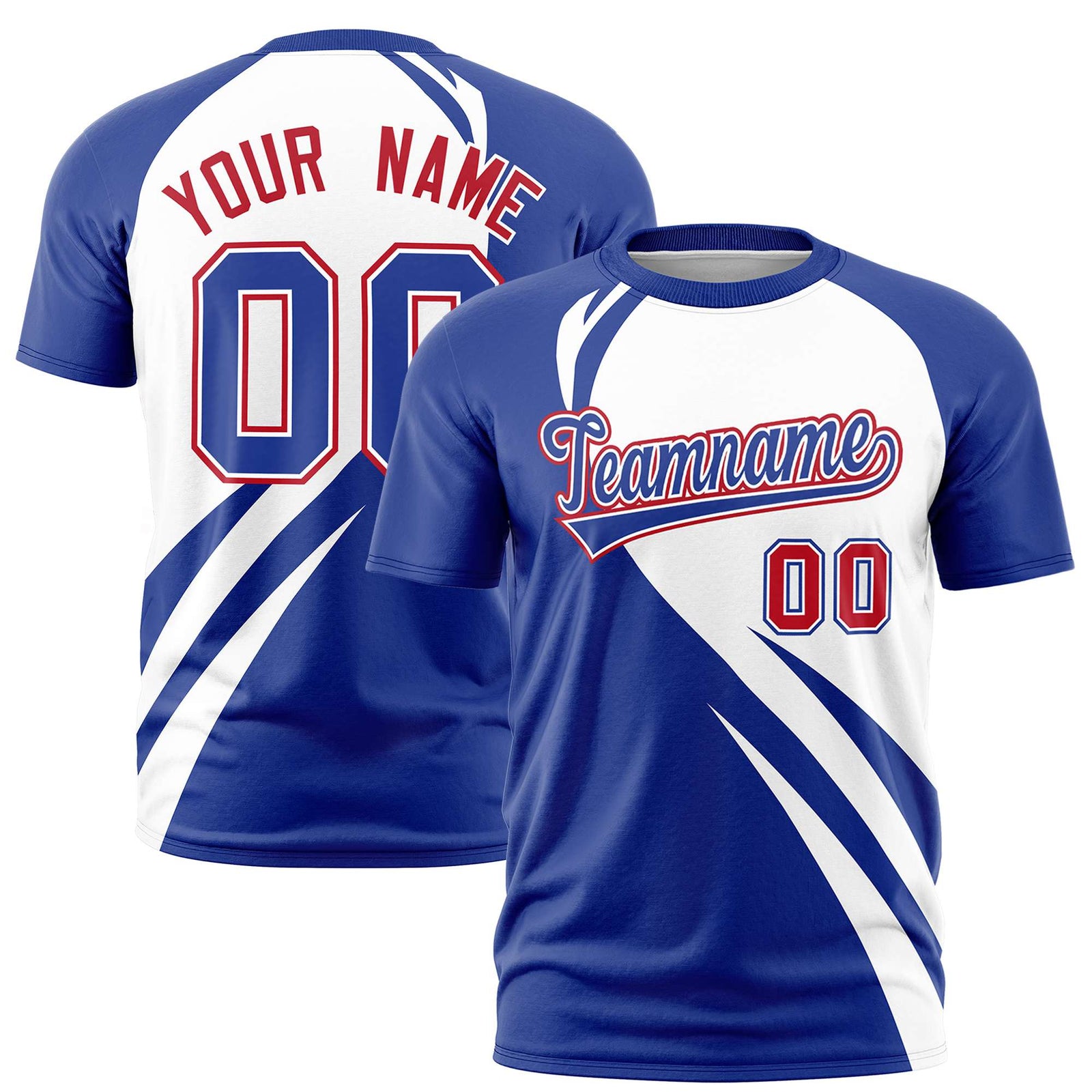 Custom White-Royal Blue Personalized Slanting Lump Pattern Performance T-Shirt