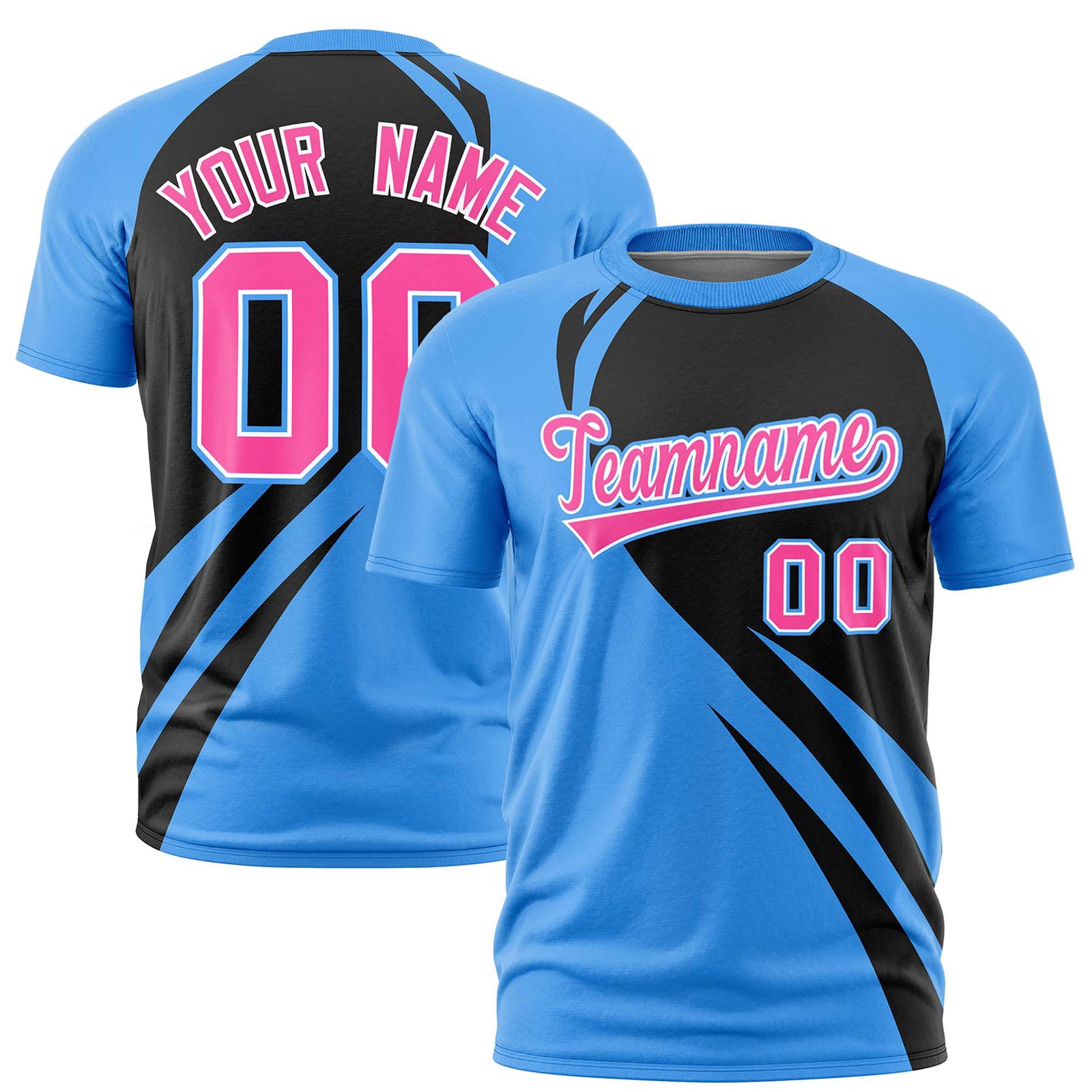 Custom Black-Powder Blue Personalized Slanting Lump Pattern Performance T-Shirt