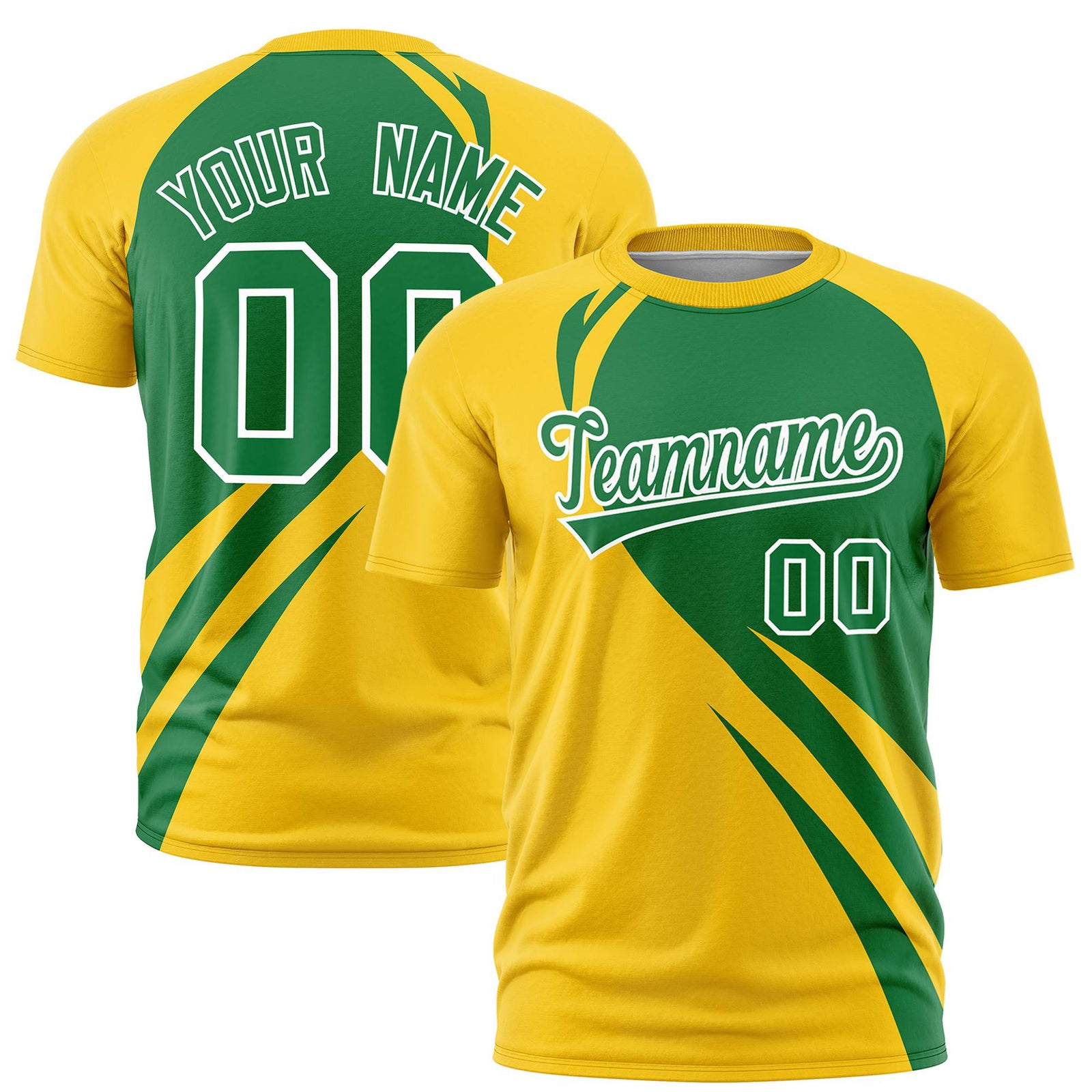 Custom Kelly Green-Gold 01 Personalized Slanting Lump Pattern Performance T-Shirt