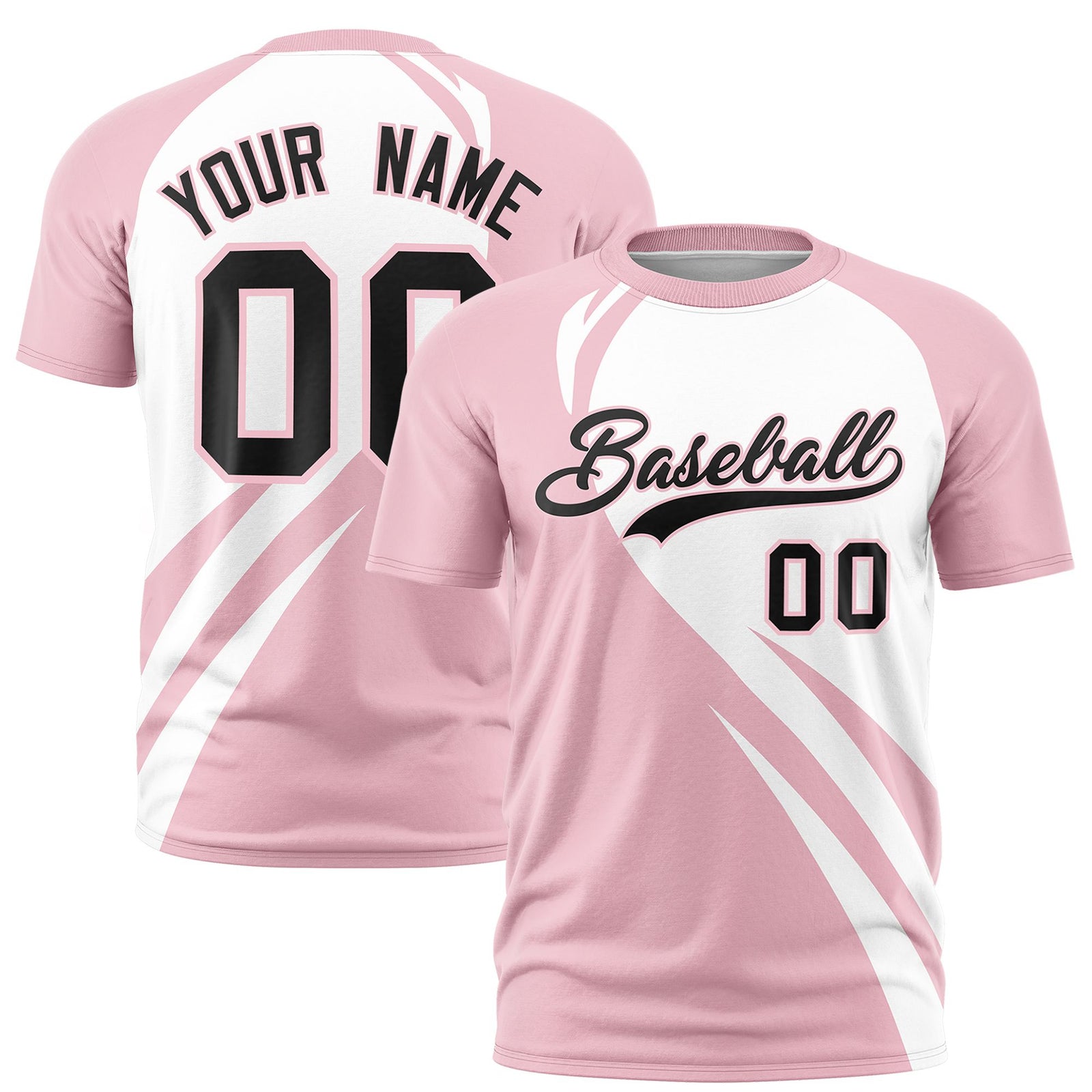 Custom White-Light Pink Personalized Slanting Lump Pattern Performance T-Shirt