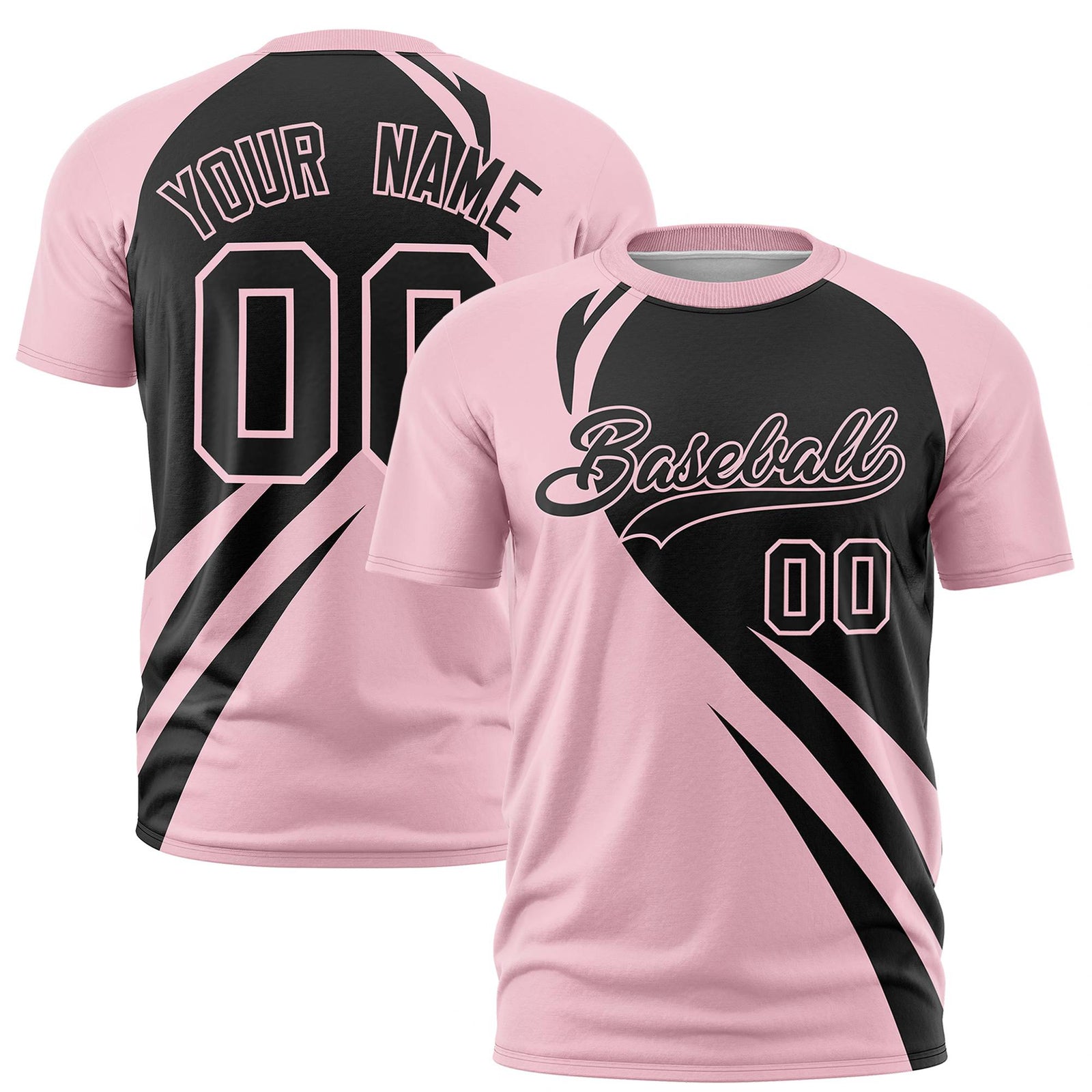 Custom Black-Light Pink Personalized Slanting Lump Pattern Performance T-Shirt