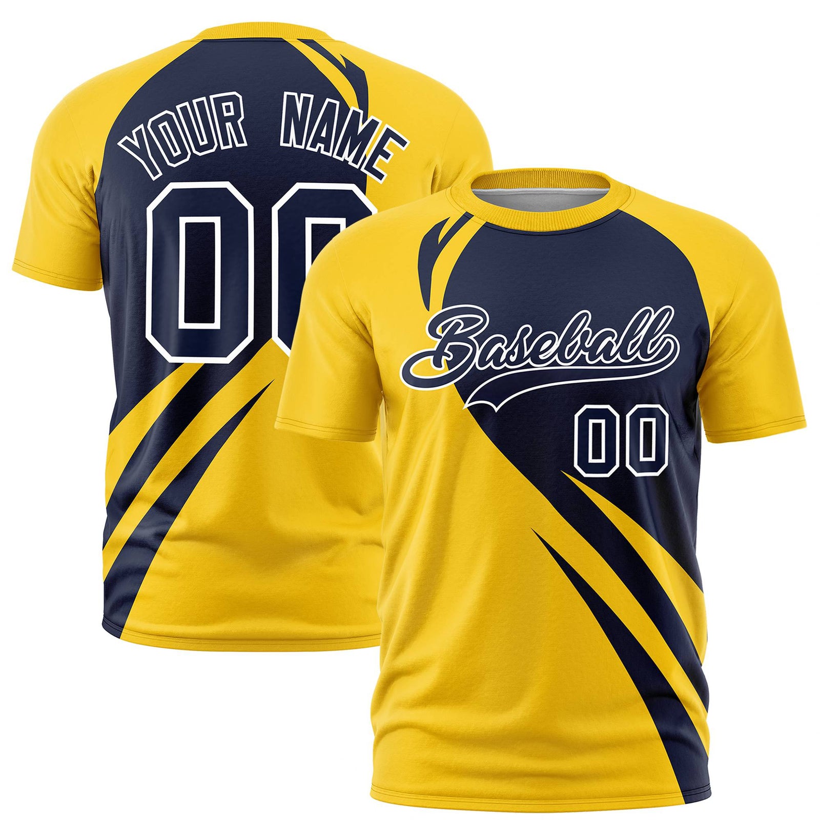 Custom Navy-Gold 01 Personalized Slanting Lump Pattern Performance T-Shirt