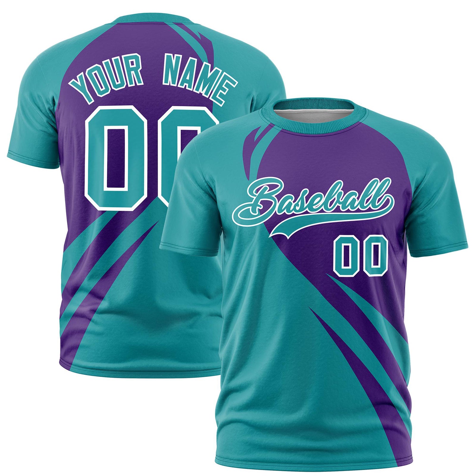 Custom Purple Aqua Personalized Slanting Lump Pattern Performance T-Shirt