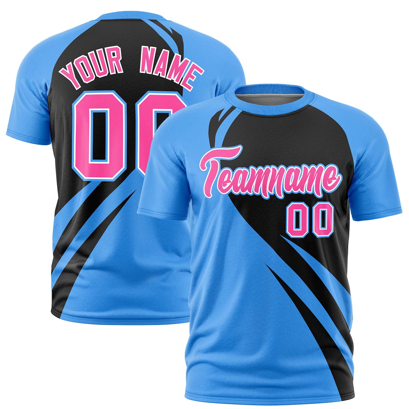 Custom Black-Powder Blue Personalized Slanting Lump Pattern Performance T-Shirt