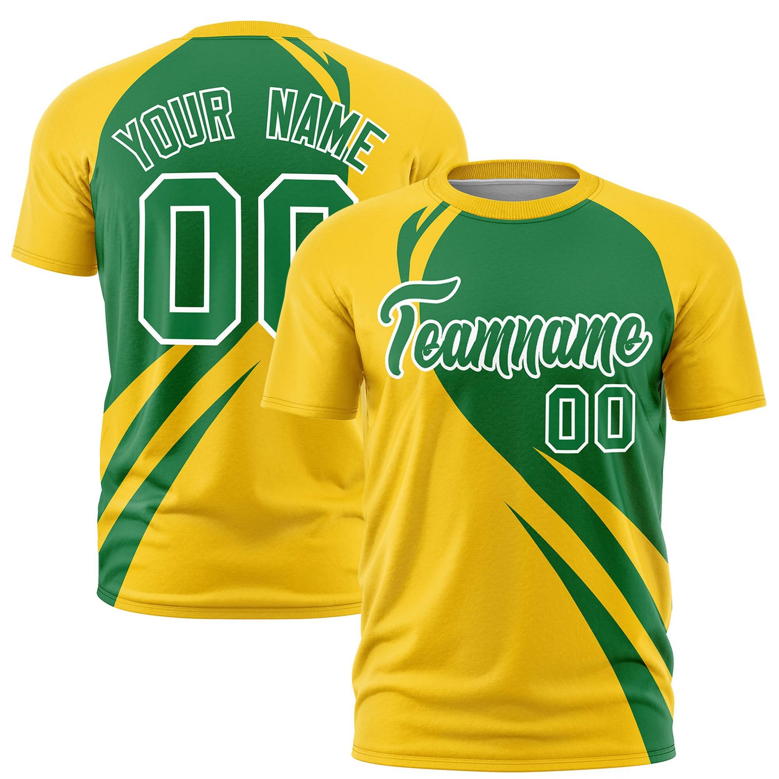 Custom Kelly Green-Gold 01 Personalized Slanting Lump Pattern Performance T-Shirt