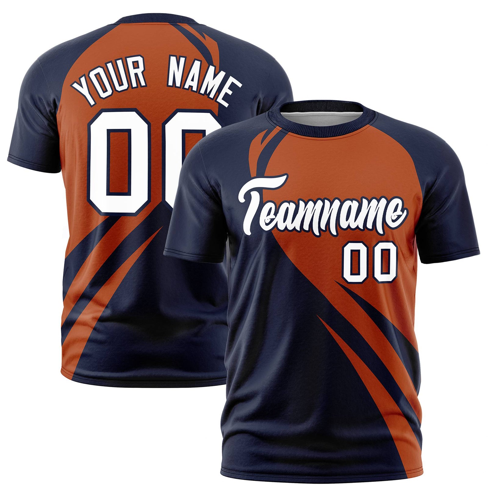 Custom Texas Orange-Navy Personalized Slanting Lump Pattern Performance T-Shirt