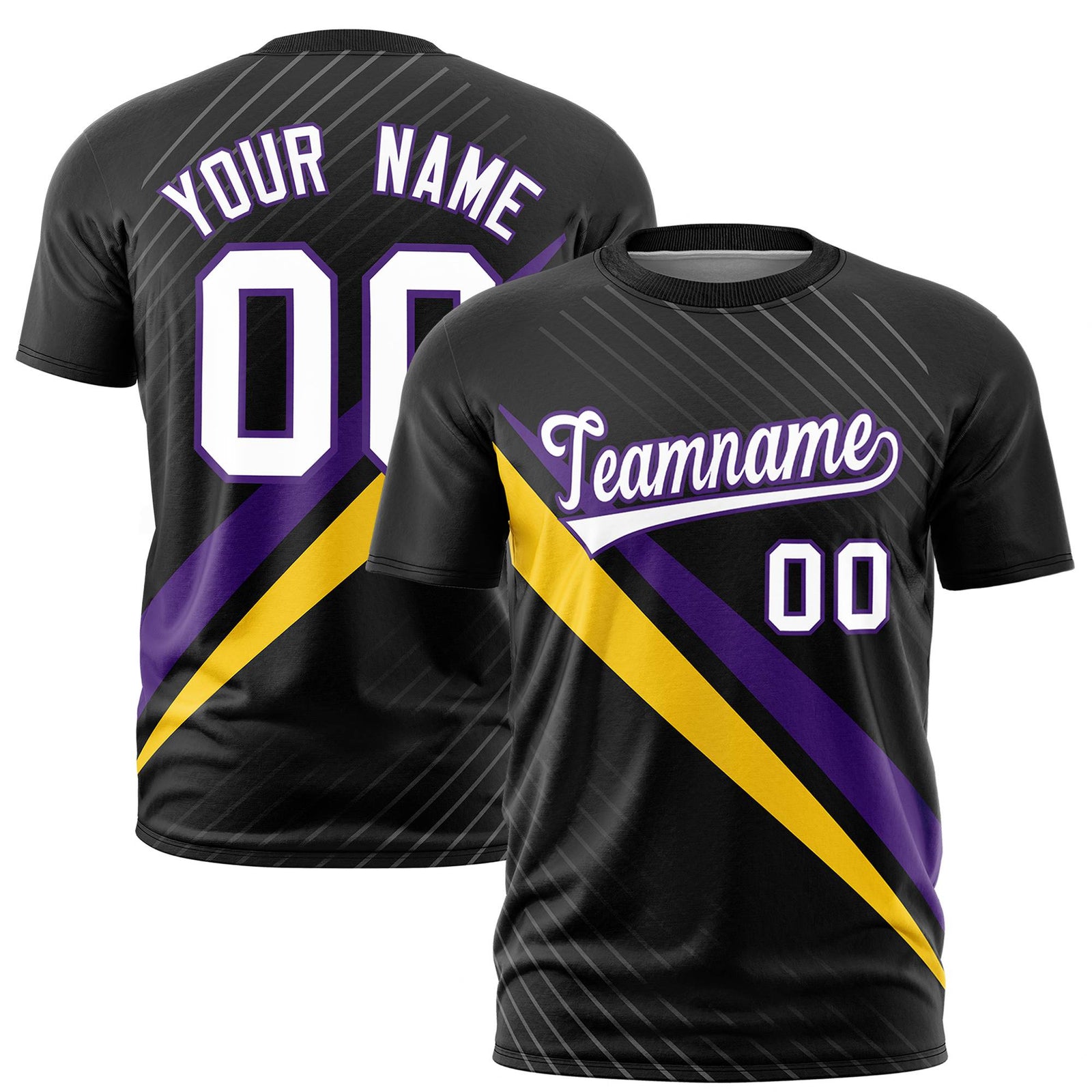 Custom Black Purple-Gold 01 Personalized Slash Pattern Performance T-Shirt