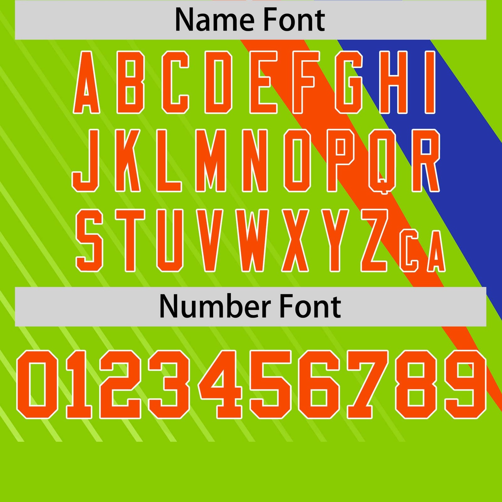 Custom Neon Green-Royal Blue Orange Personalized Slash Pattern Performance T-Shirt