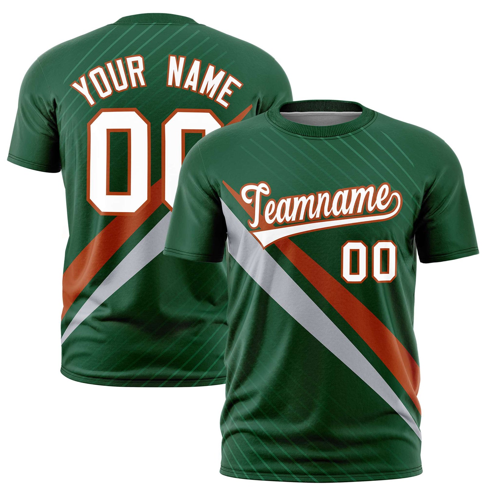 Custom Green Texas Orange-Gray Personalized Slash Pattern Performance T-Shirt