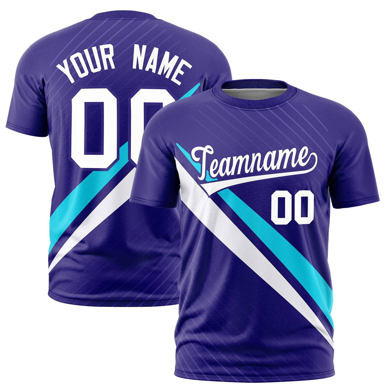 Custom Purple White-Powder Blue Personalized Slash Pattern Performance T-Shirt