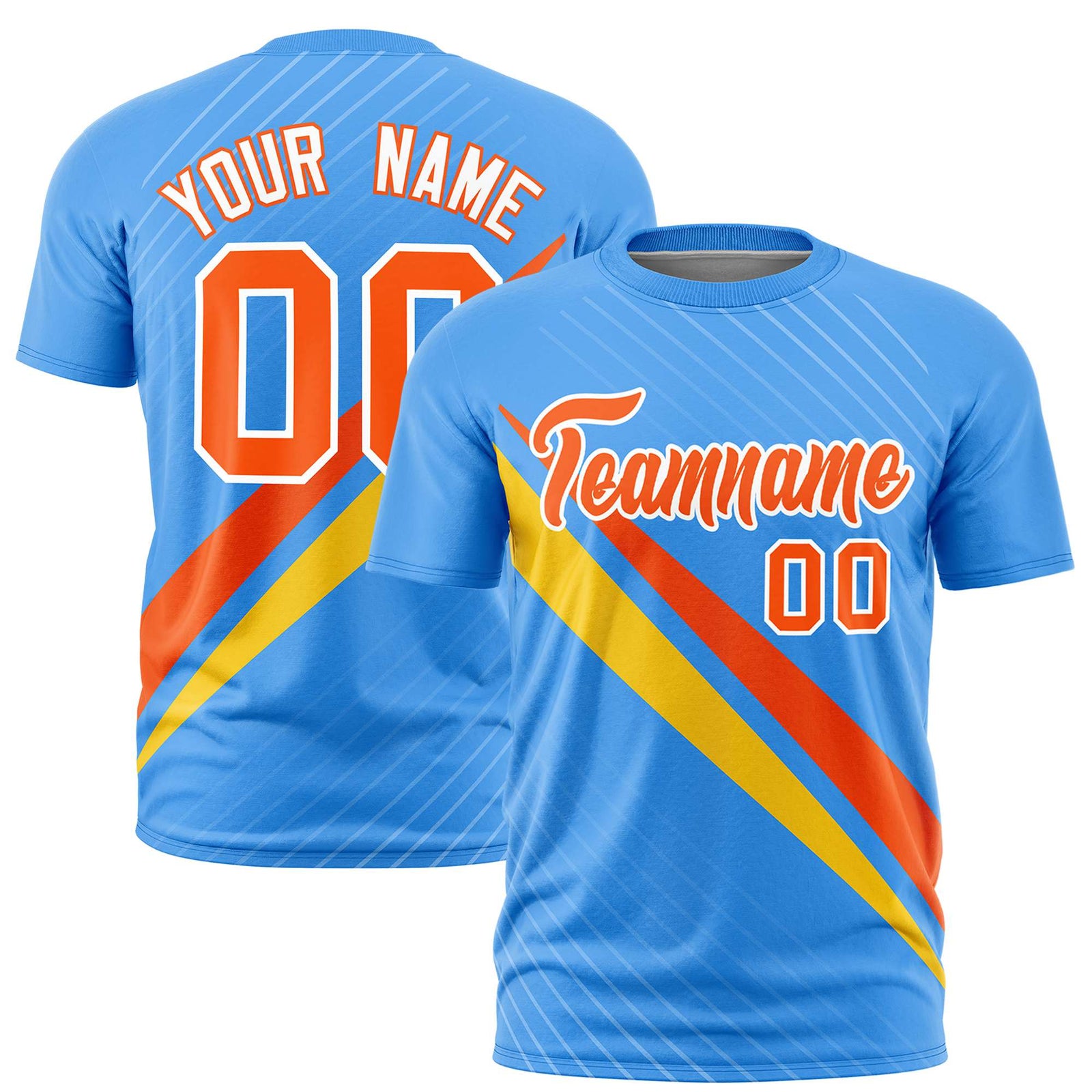 Custom Powder Blue-Orange Gold 01 Personalized Slash Pattern Performance T-Shirt