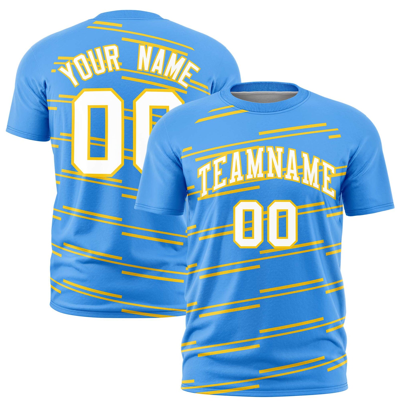 Custom Powder Blue Gold-01 Personalized Slanting Line Graffiti Pattern Performance T-Shirt