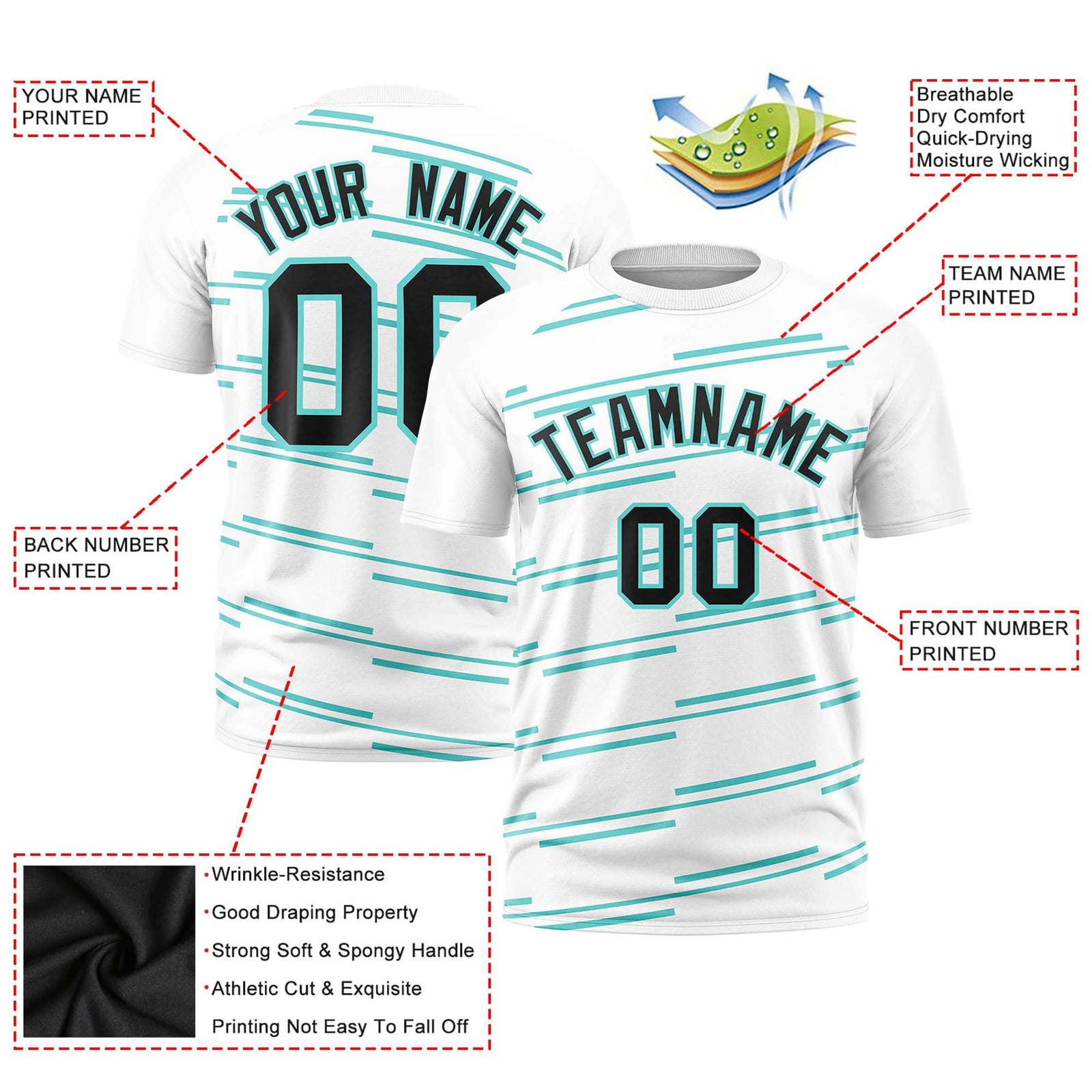 Custom White Bright Green Personalized Slanting Line Graffiti Pattern Performance T-Shirt