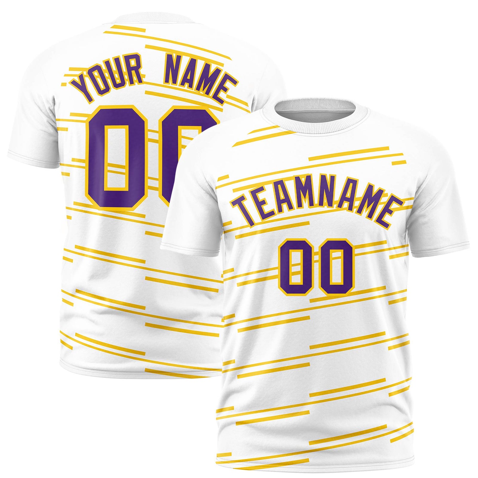 Camiseta deportiva personalizada con estampado de grafiti de líneas inclinadas en oro blanco