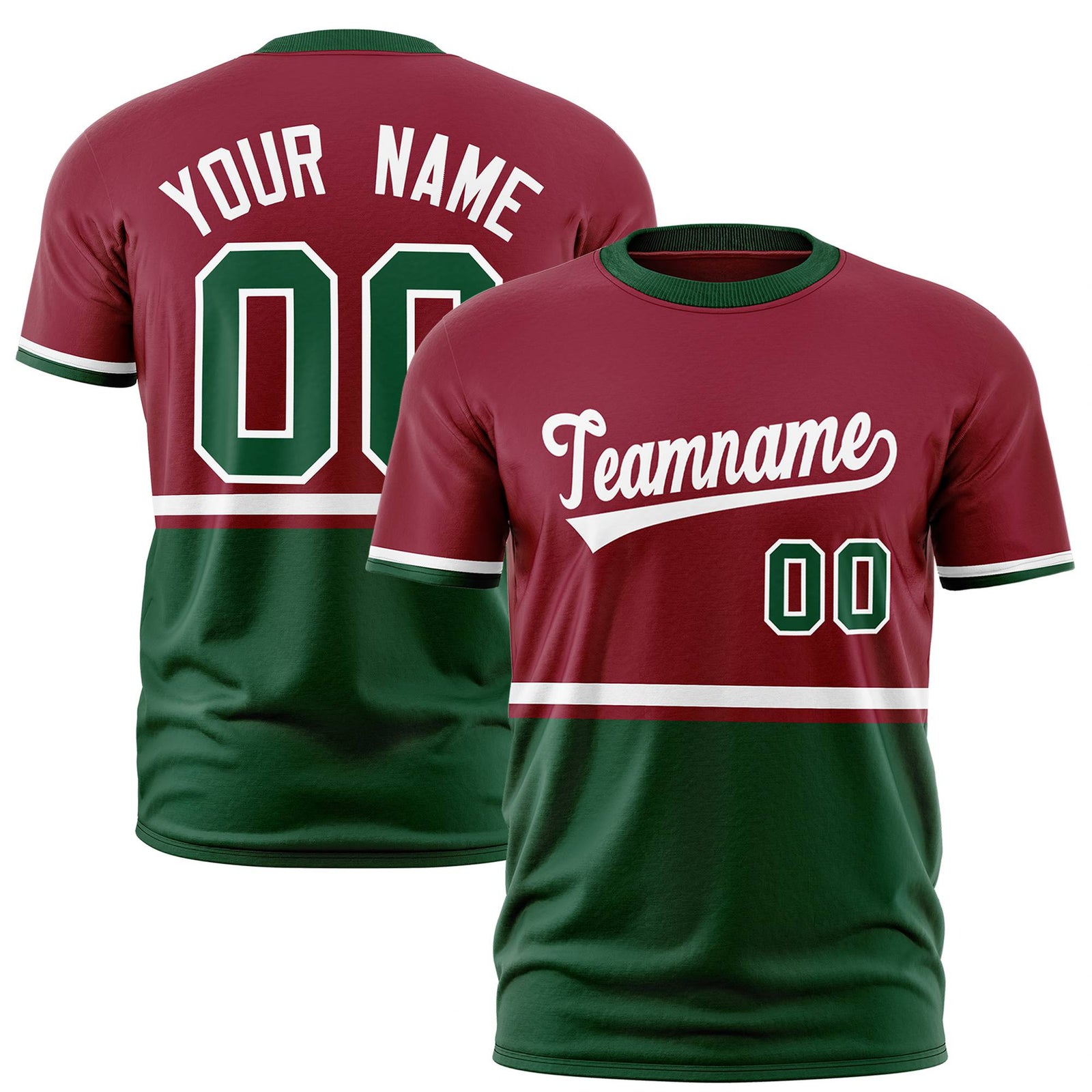 Custom Crimson White-Gold-01 Crew neck Color Block Design Performance T-Shirt