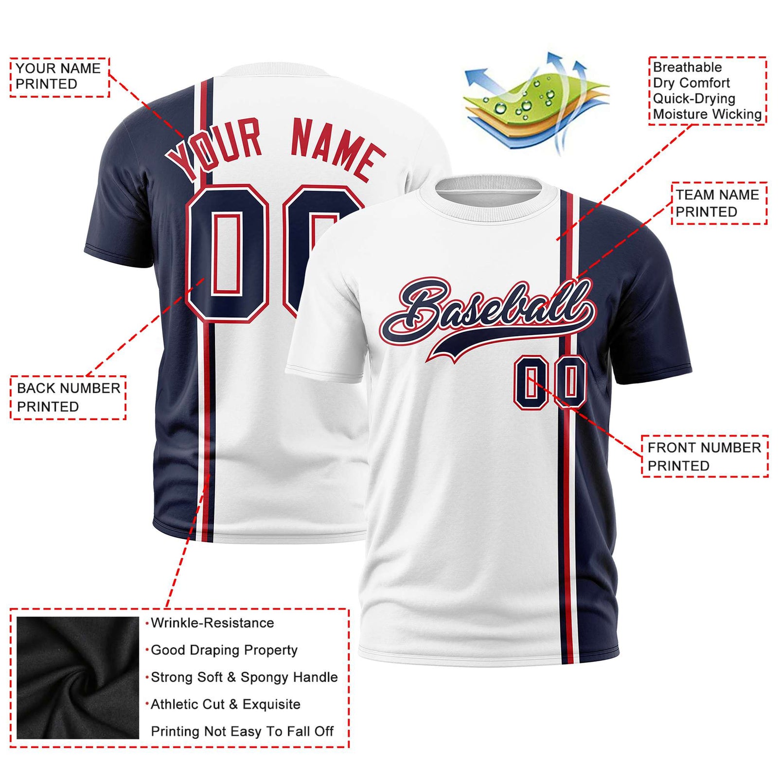 Custom White Gold-Black Crew neck Color Contrast Design T-Shirts