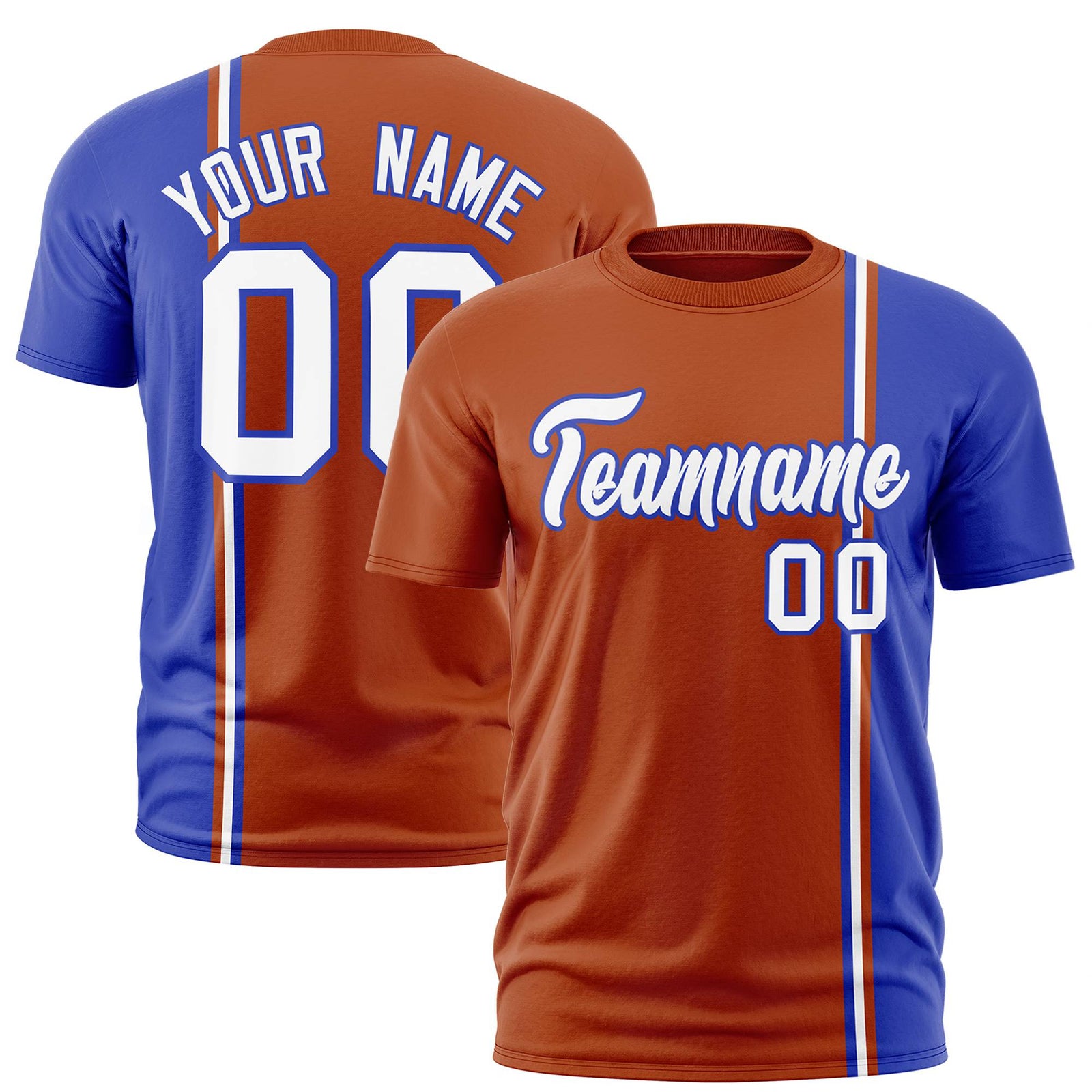 Custom Munsell Royal Blue-White Crew neck Color Contrast Design T-Shirts