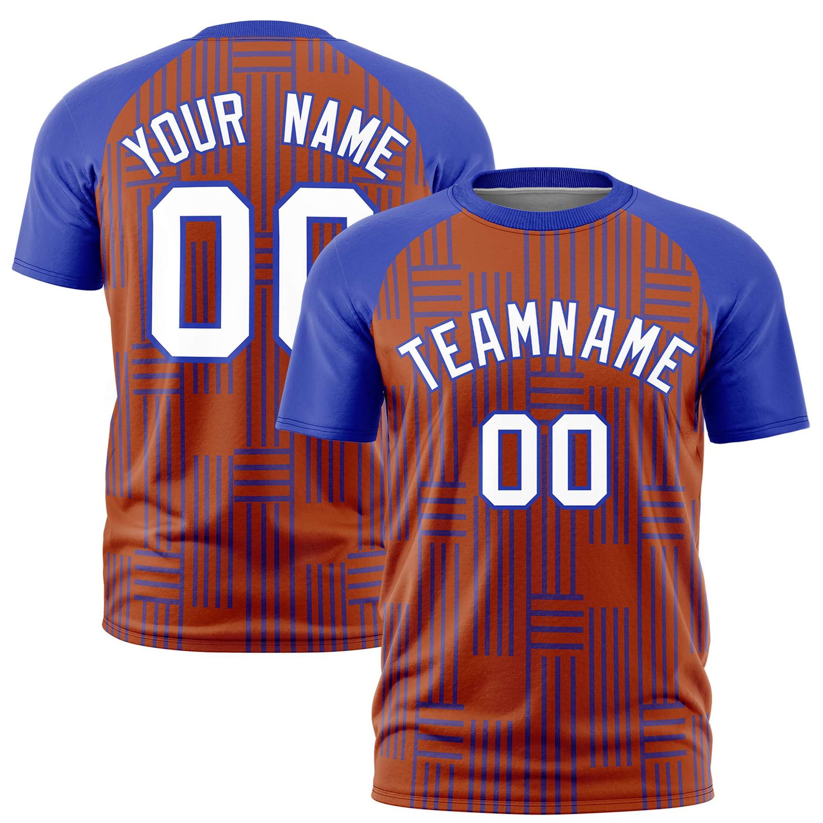 Custom Texas Orange-Royal Blue Personalized Line Pattern Performance T-Shirt